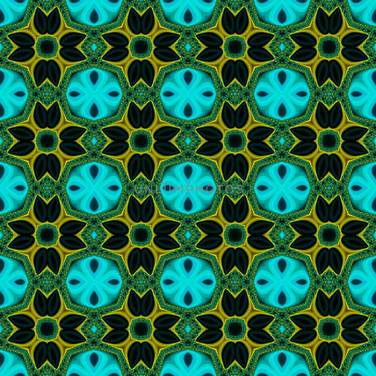 Digital computer graphic - seamless fractal ornament with flowers for design.