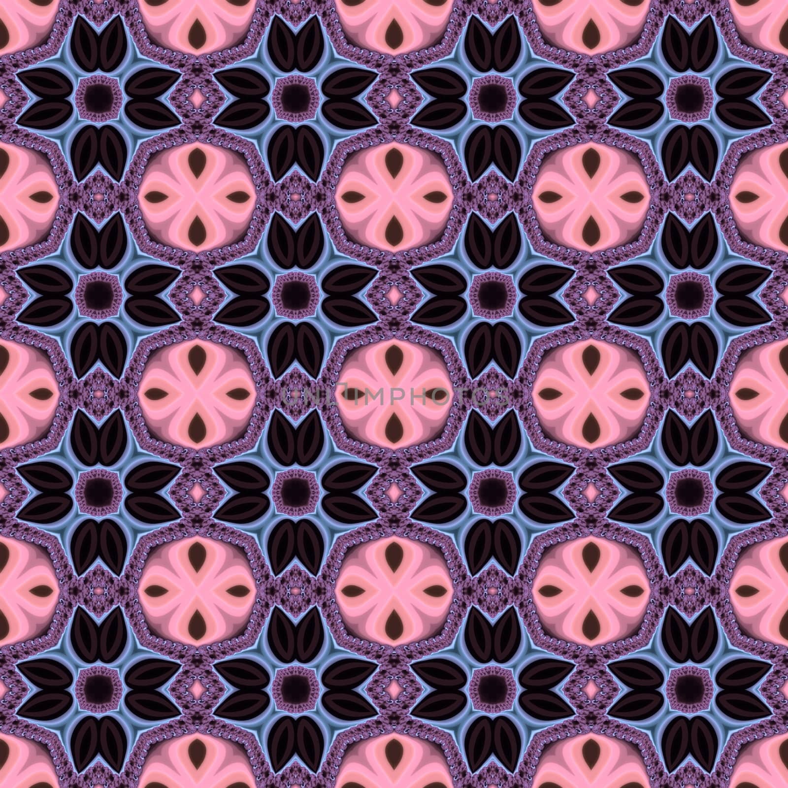 Digital computer graphic - seamless fractal ornament with flowers for design.