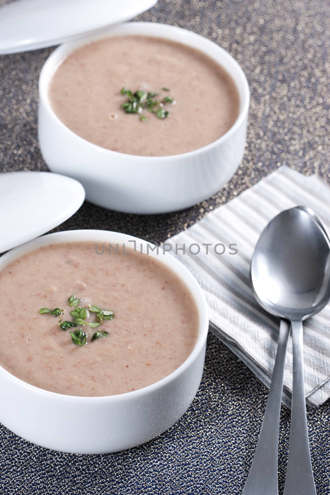 Cream soup with mushrooms and bean