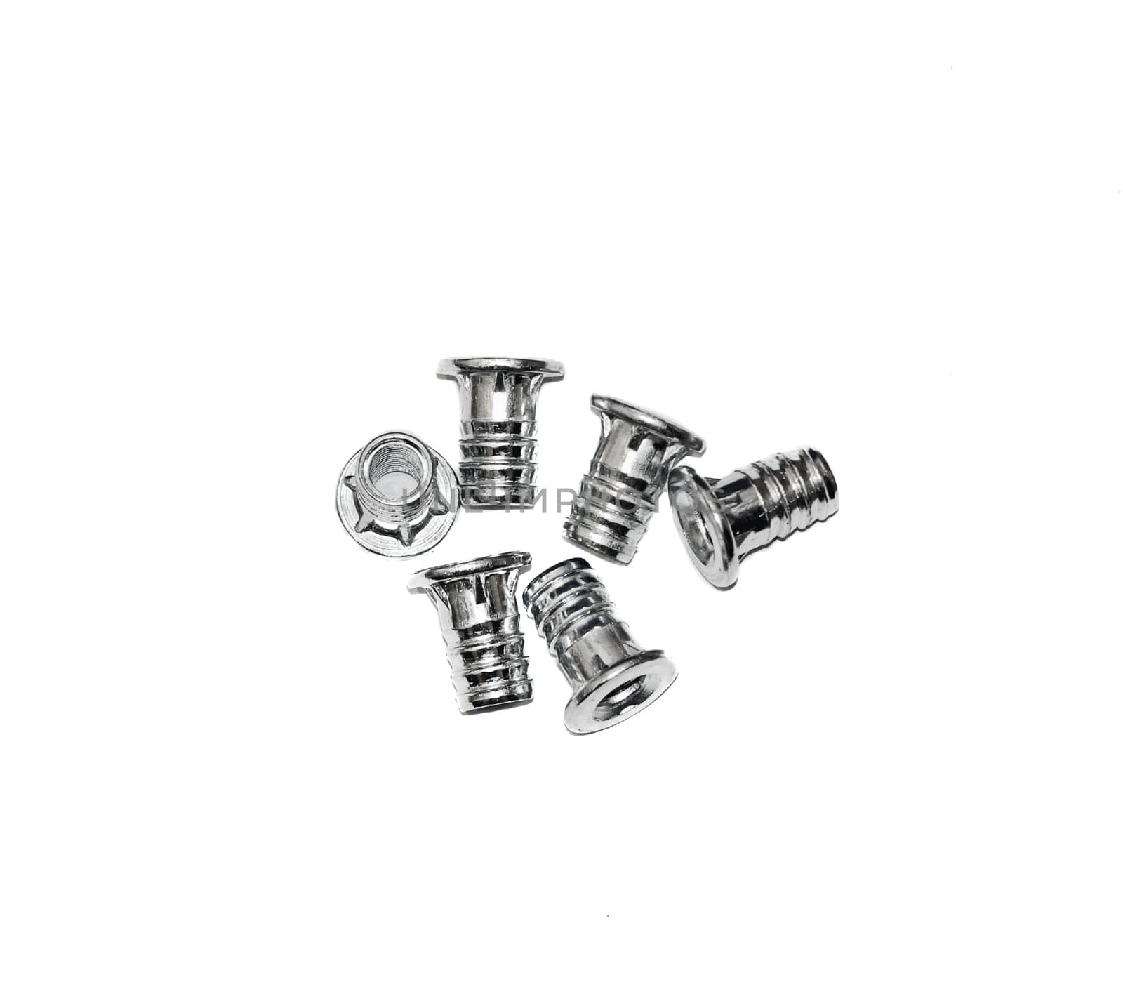 Furniture fittings - screws on white background