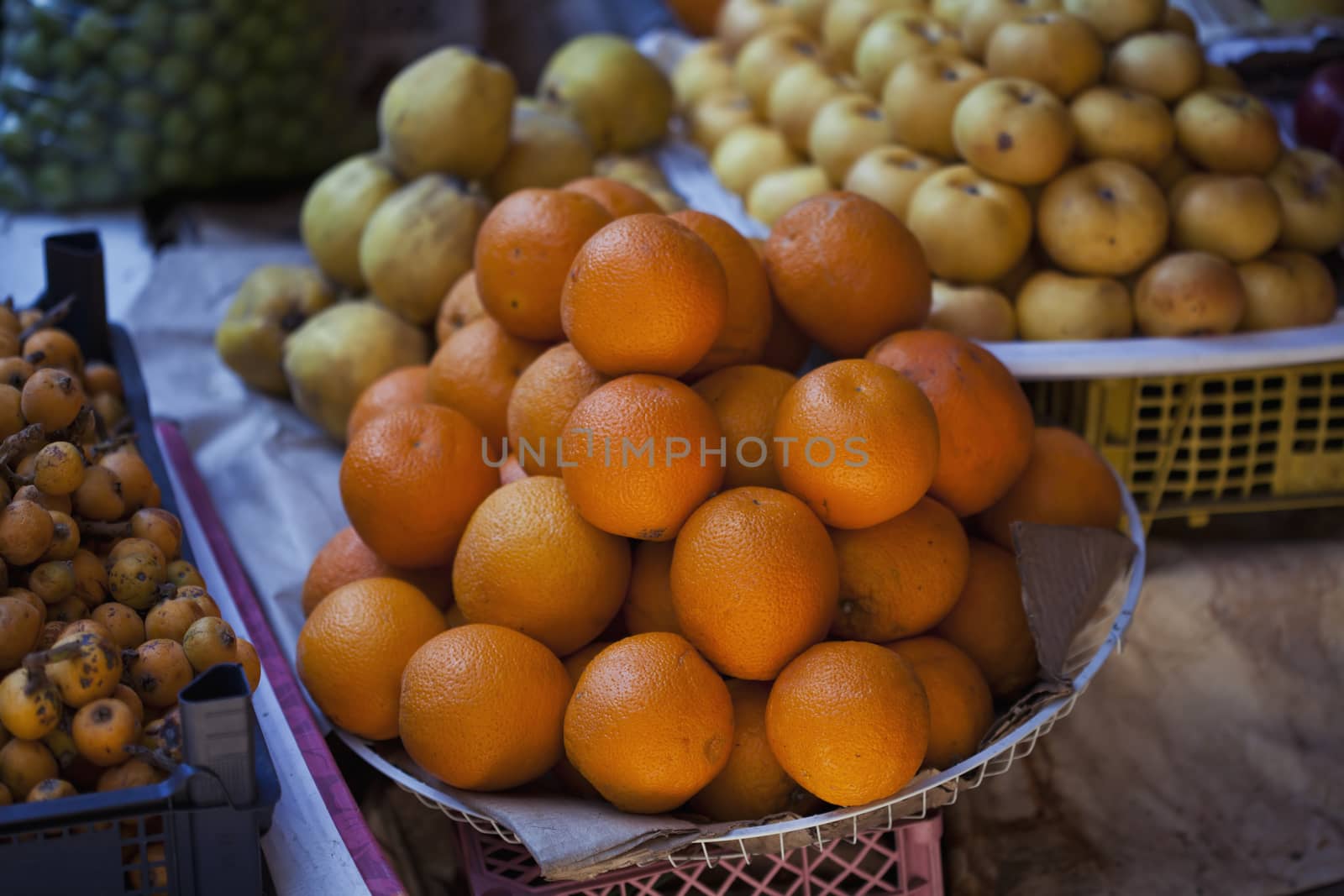 Fresh organic oranges at market