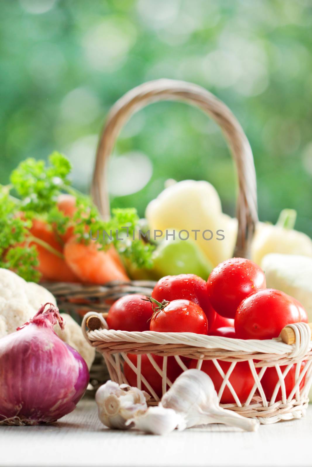 Healthy vegetables in the basket 