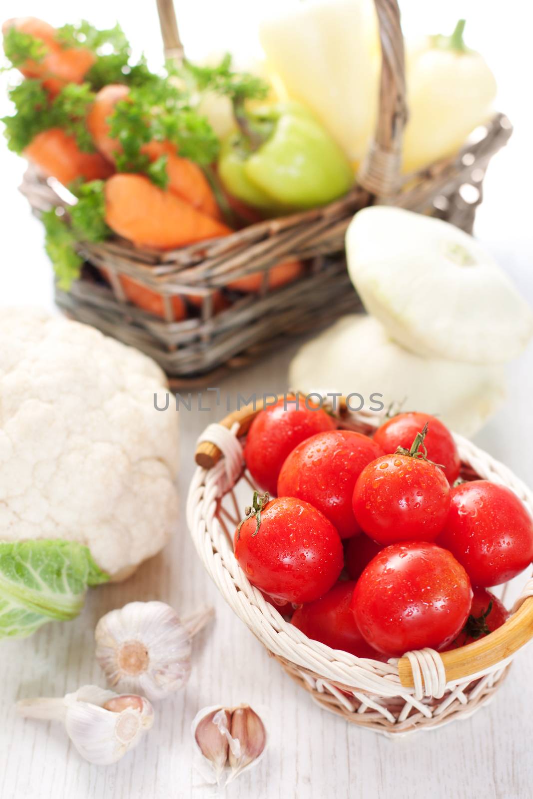 Healthy vegetables in the basket 