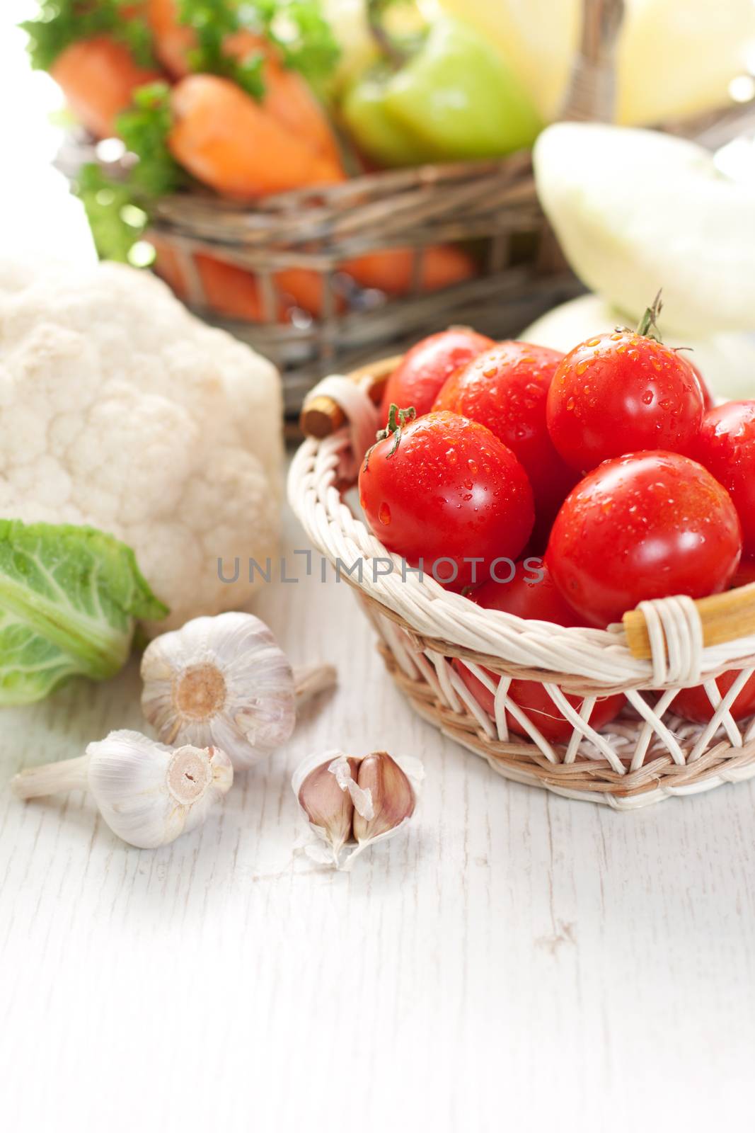 Healthy vegetables in the basket 