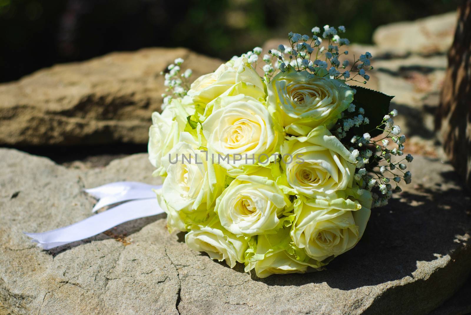 bridal bouquet of white roses