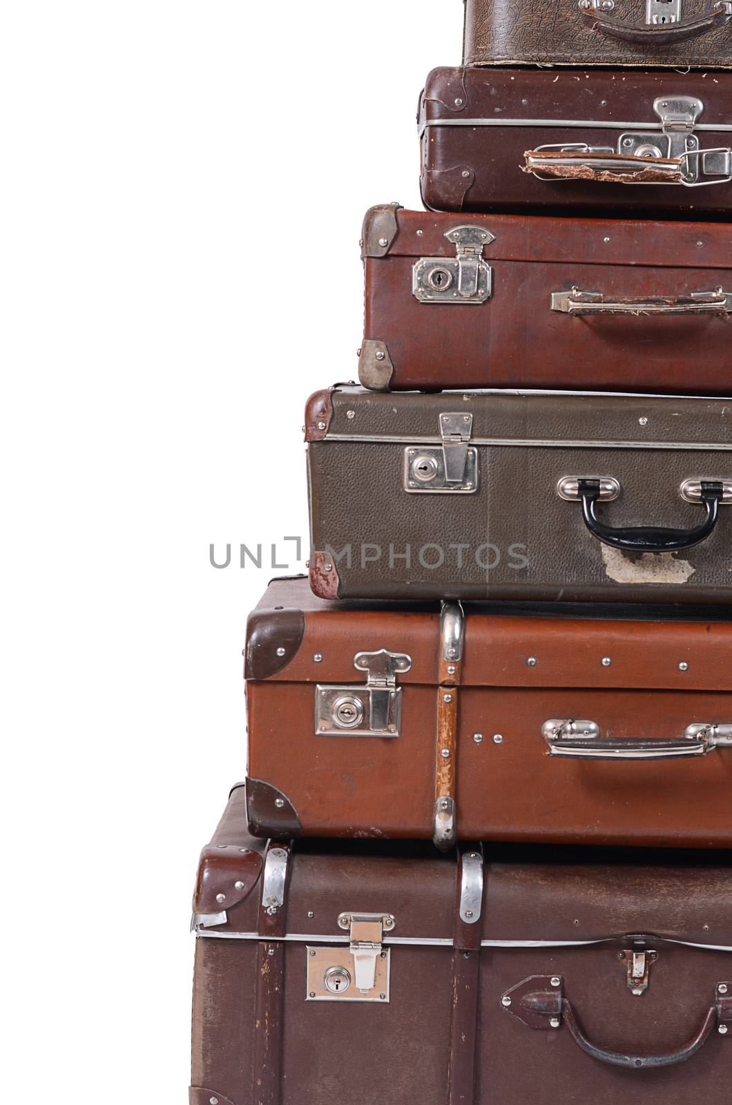 The old suitcase isolated on white background