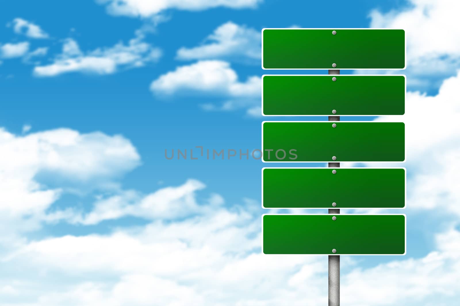 Crossroads road sign. Blue sky and clouds as backdrop