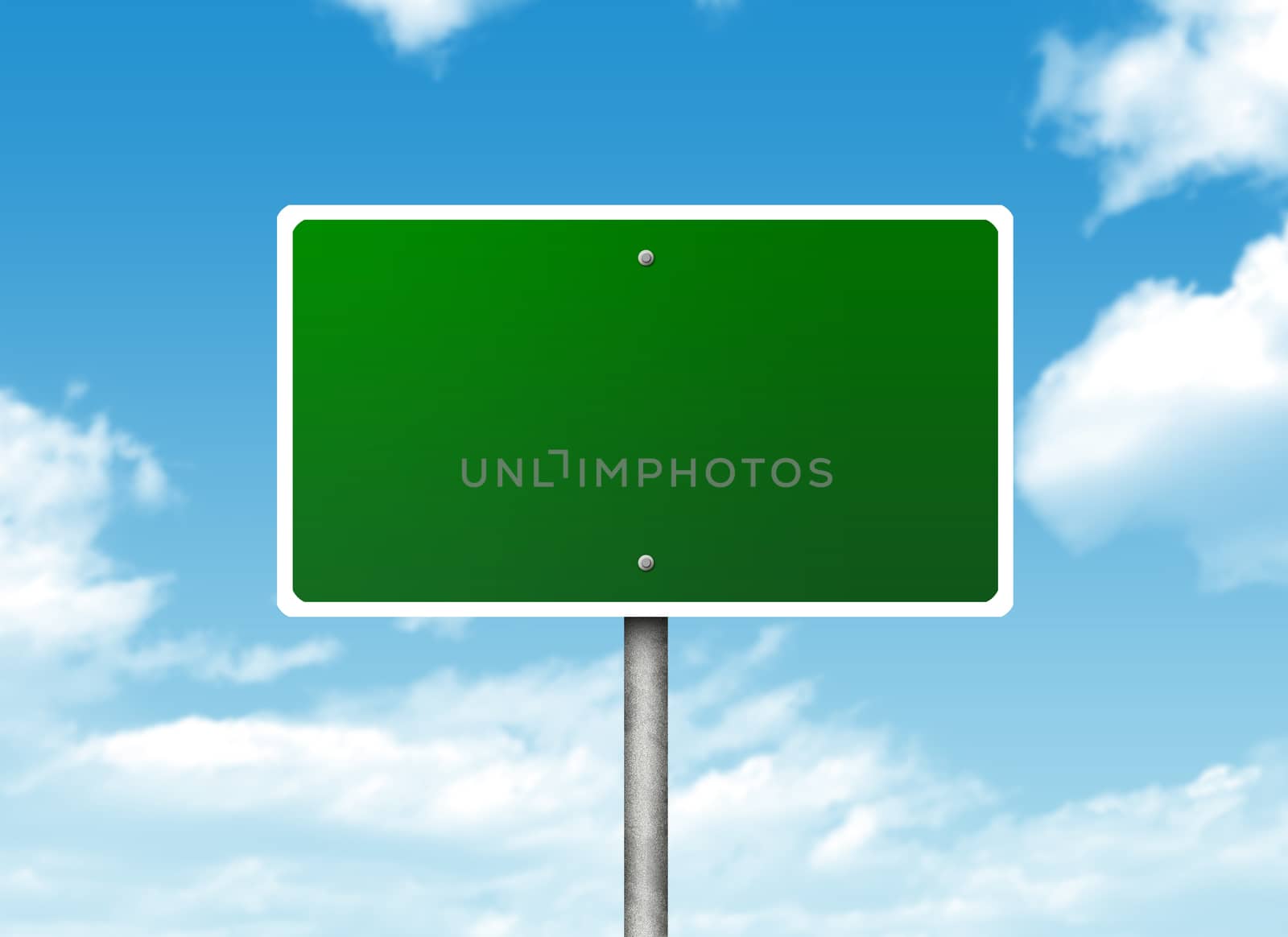 Crossroads road sign. Blue sky and clouds as backdrop