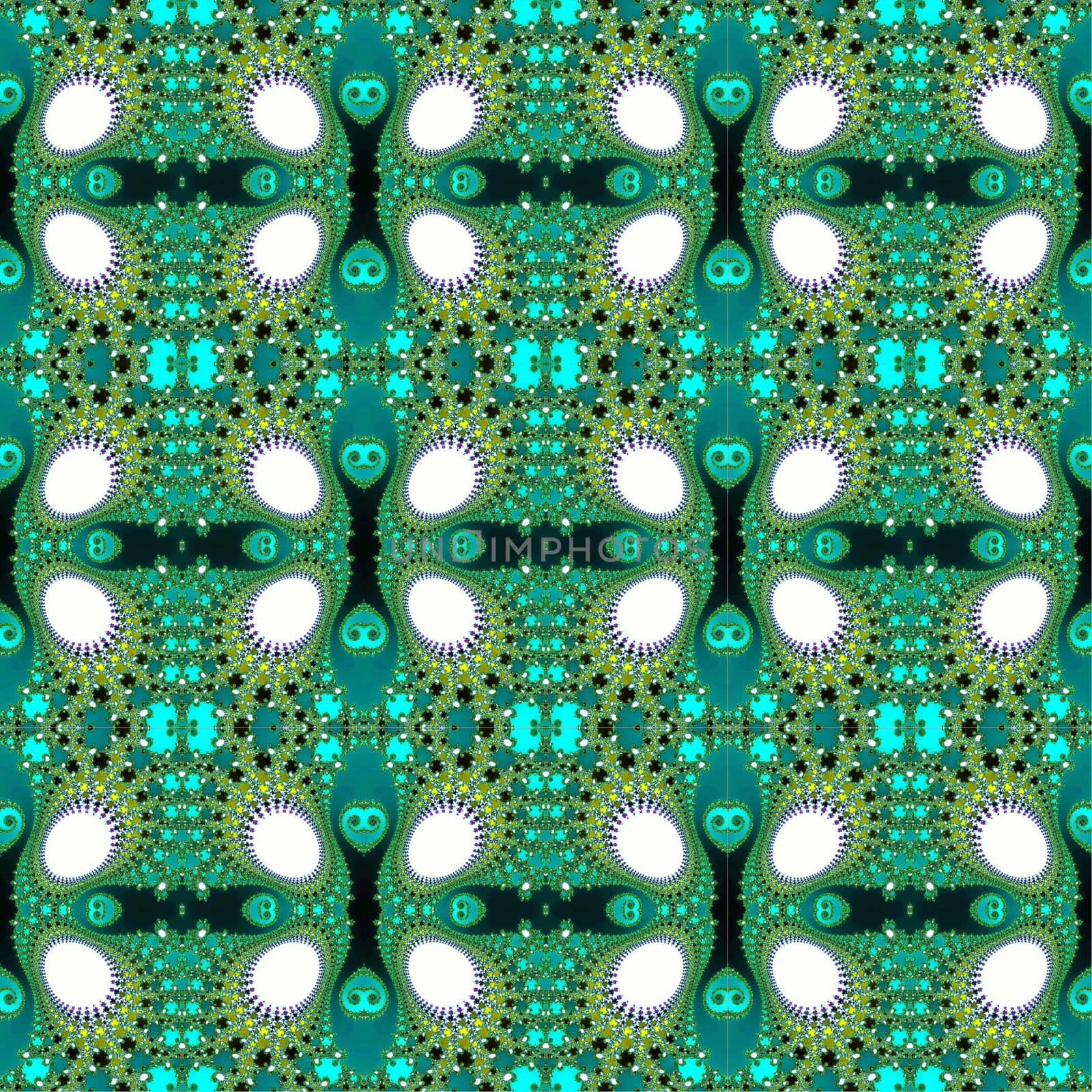 Digital computer graphic - seamless decorative ornament in a green colors for design.
