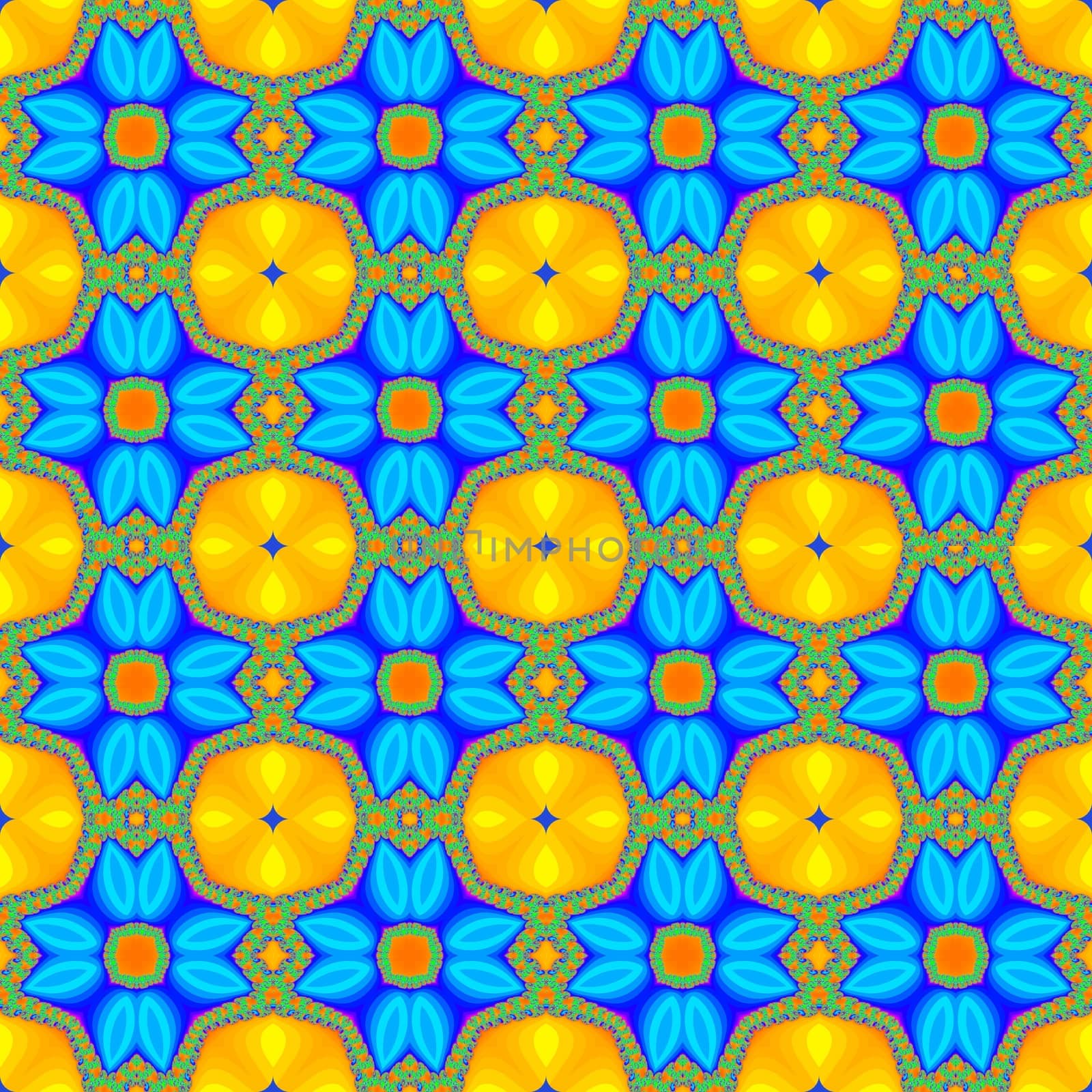 Digital computer graphic - seamless decorative ornament with fractal flowers for design.