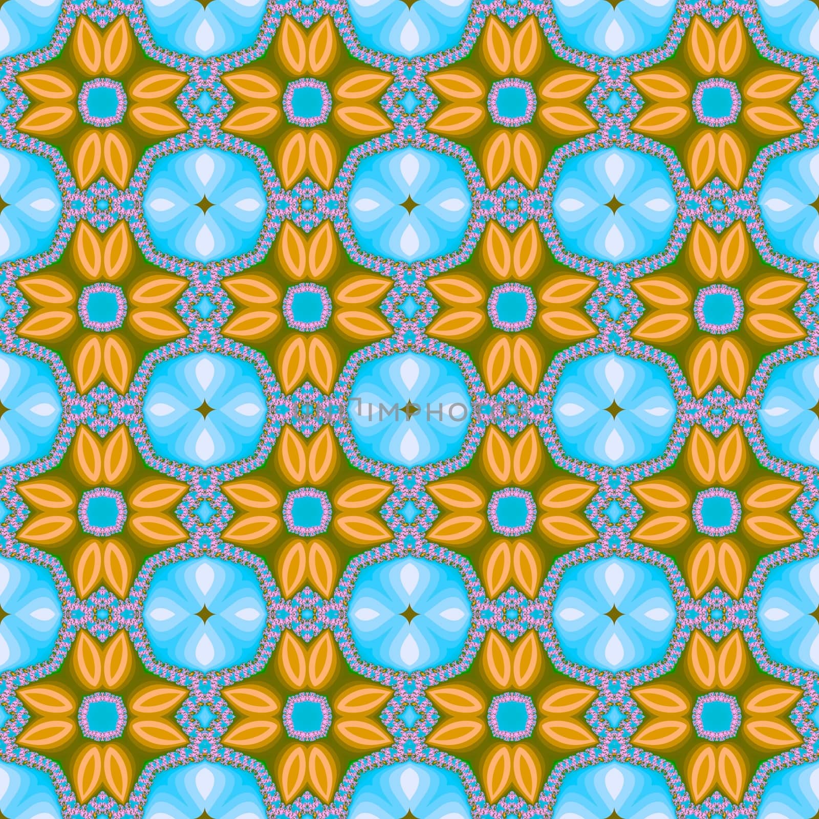 Digital computer graphic - seamless decorative ornament with fractal flowers for design.