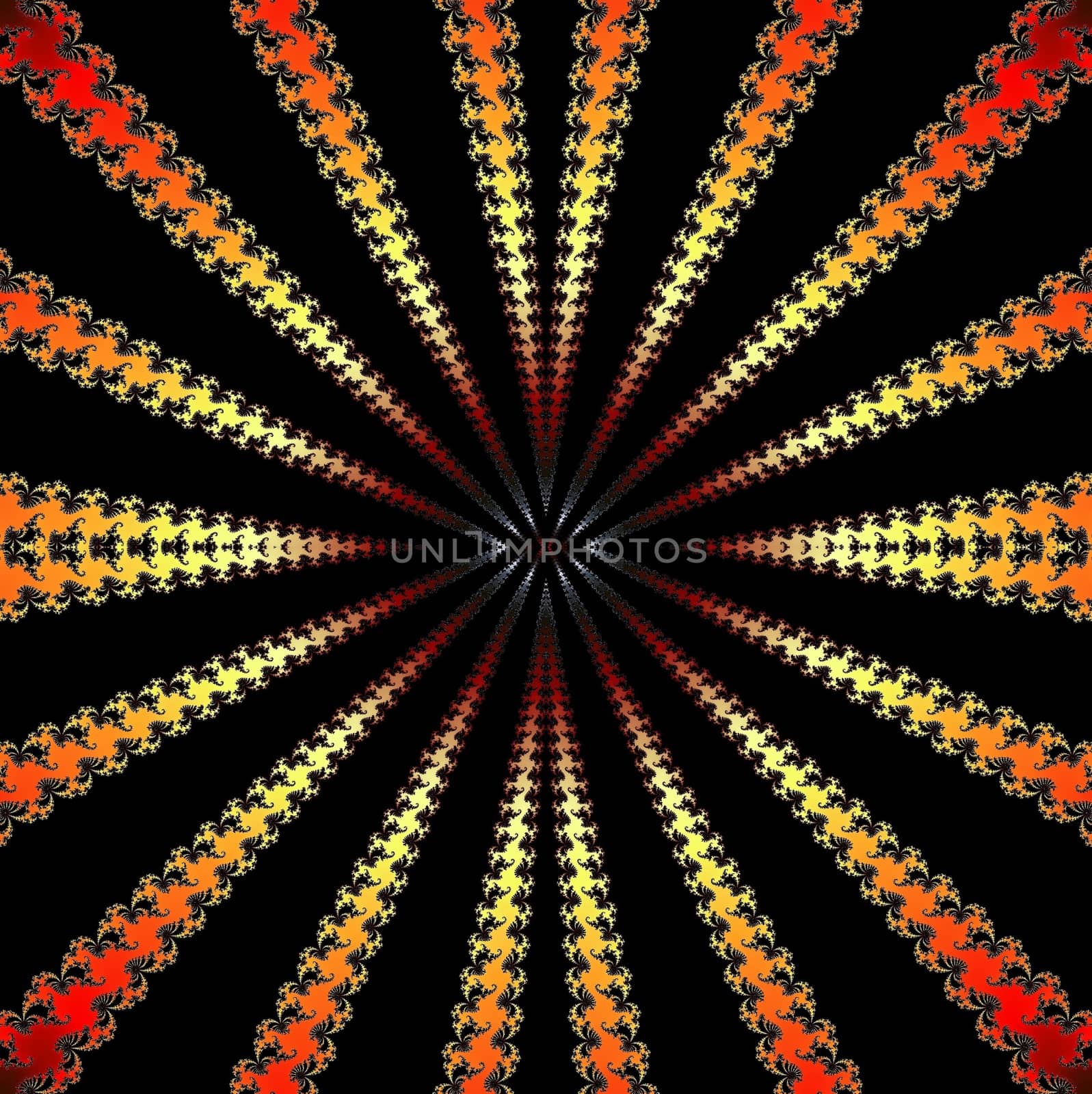 Digital computer graphic - rendering. Patterned fractal background with stripes for design.