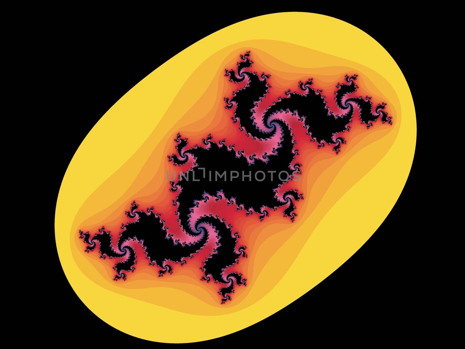 Digital computer graphic - rendering. Patterned fractal background with spiral for design