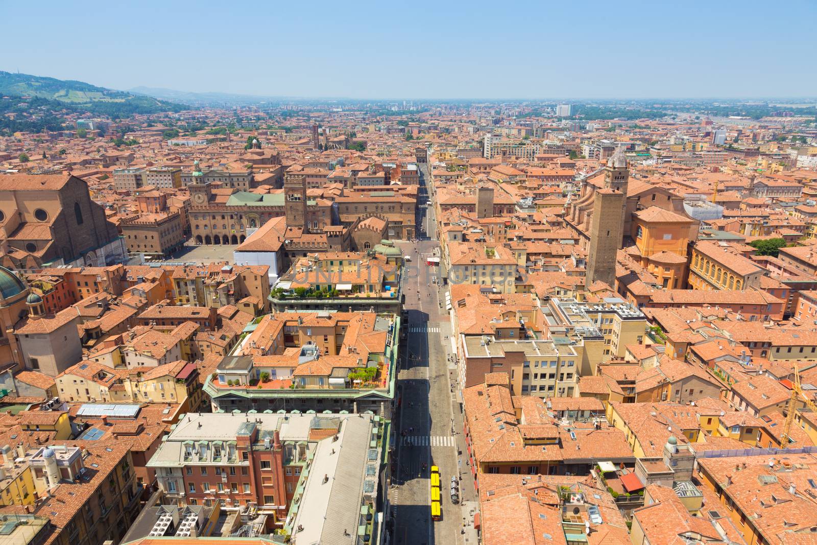 Italy, Bologna aerial view from Asinelli tower.