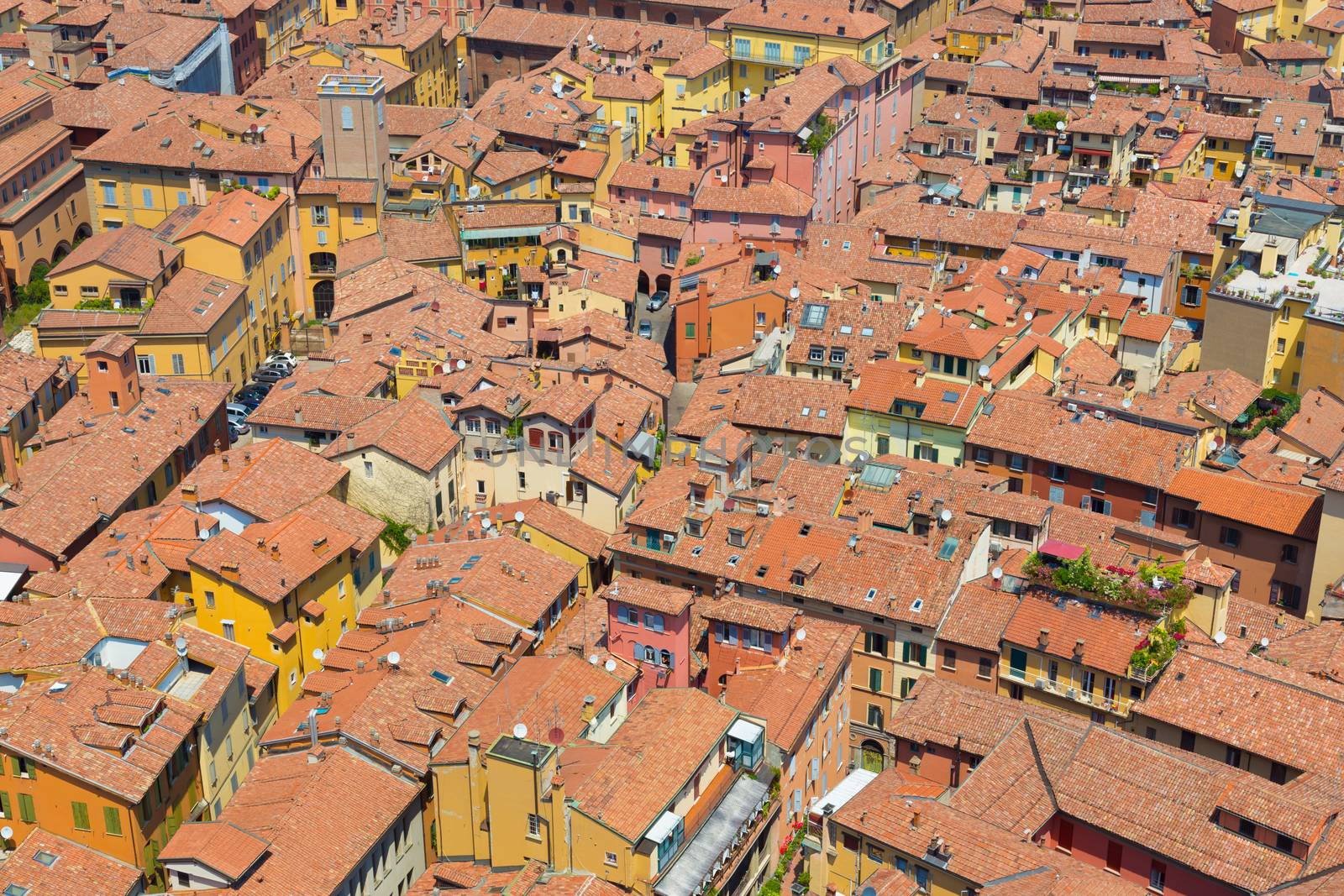 Italy, Bologna aerial view from Asinelli tower.