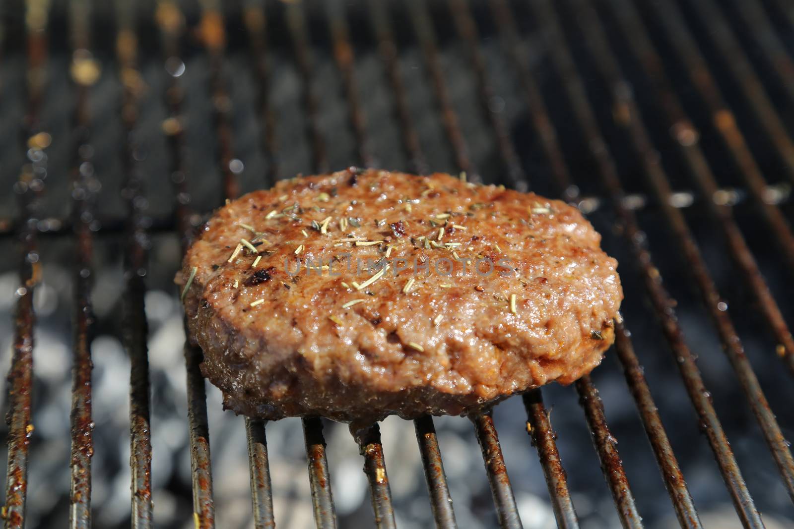 Cooking a Meat on a Barbecue outside in the garden