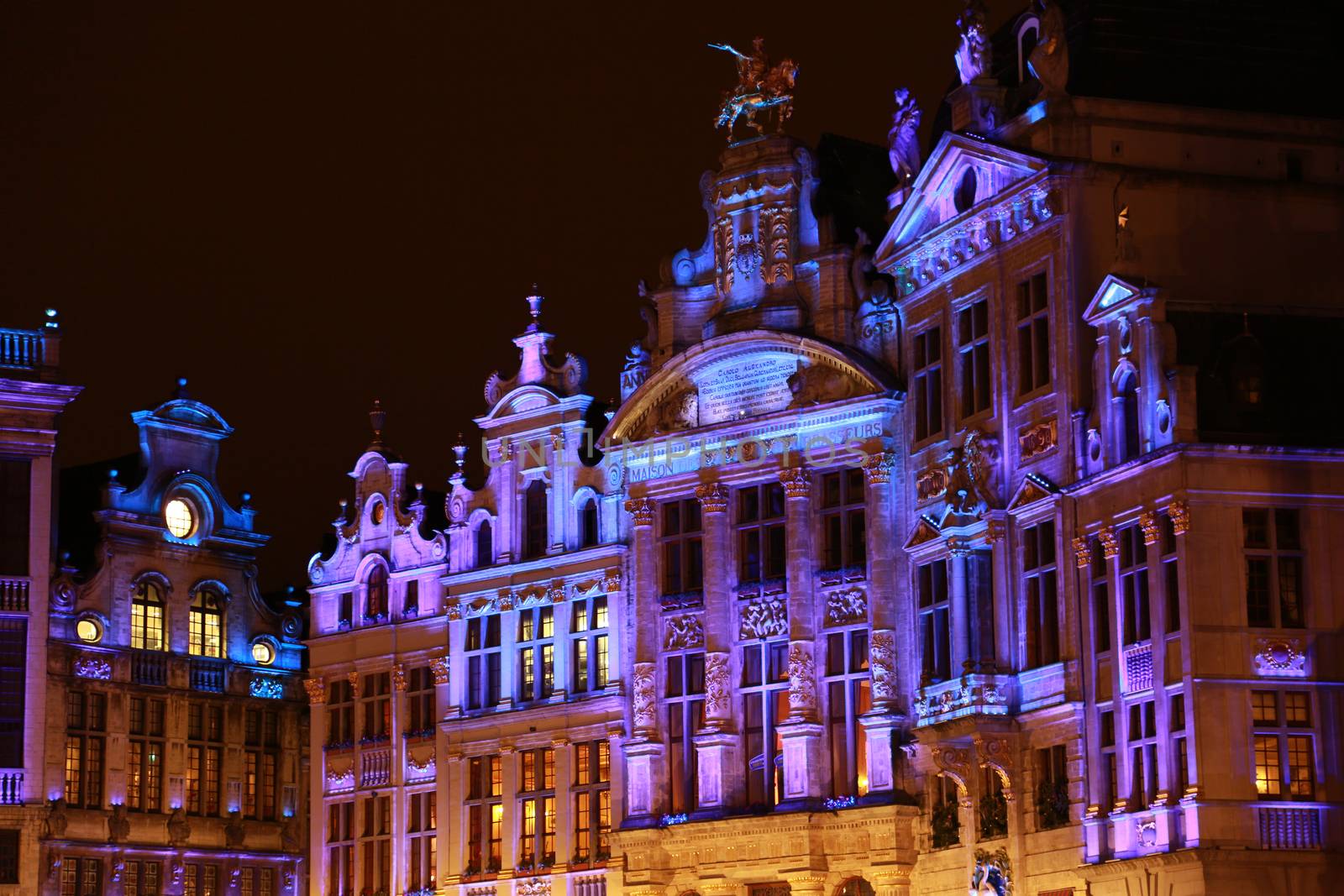 The buildings of the Grand Place of Brussels are illuminated during the winter wonders happening