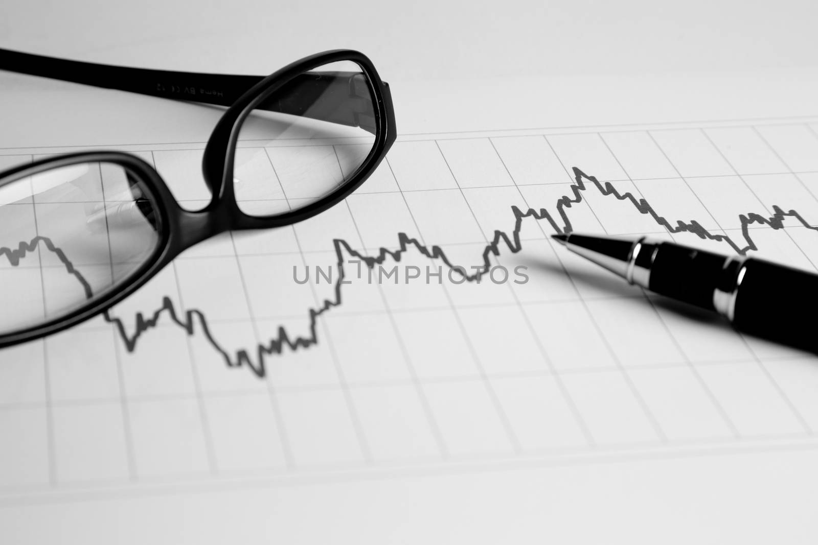 Financial management charts in black and white color