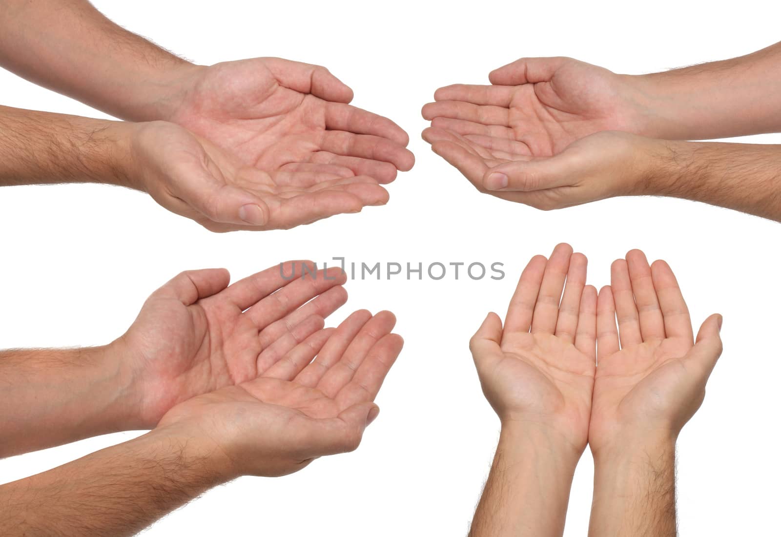 Man hands sign isolated on white background