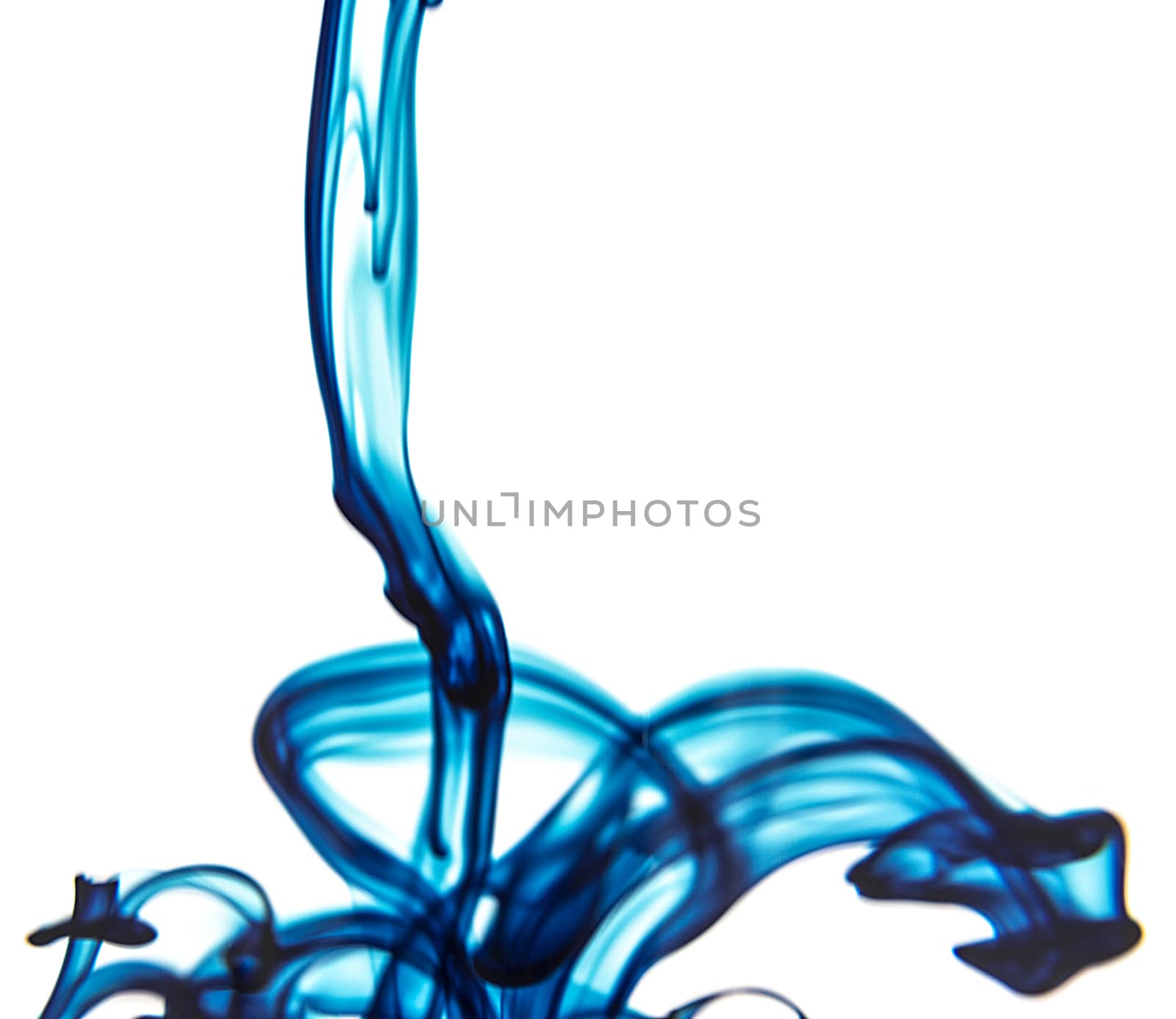 Vegetable ink poured into water with white background.