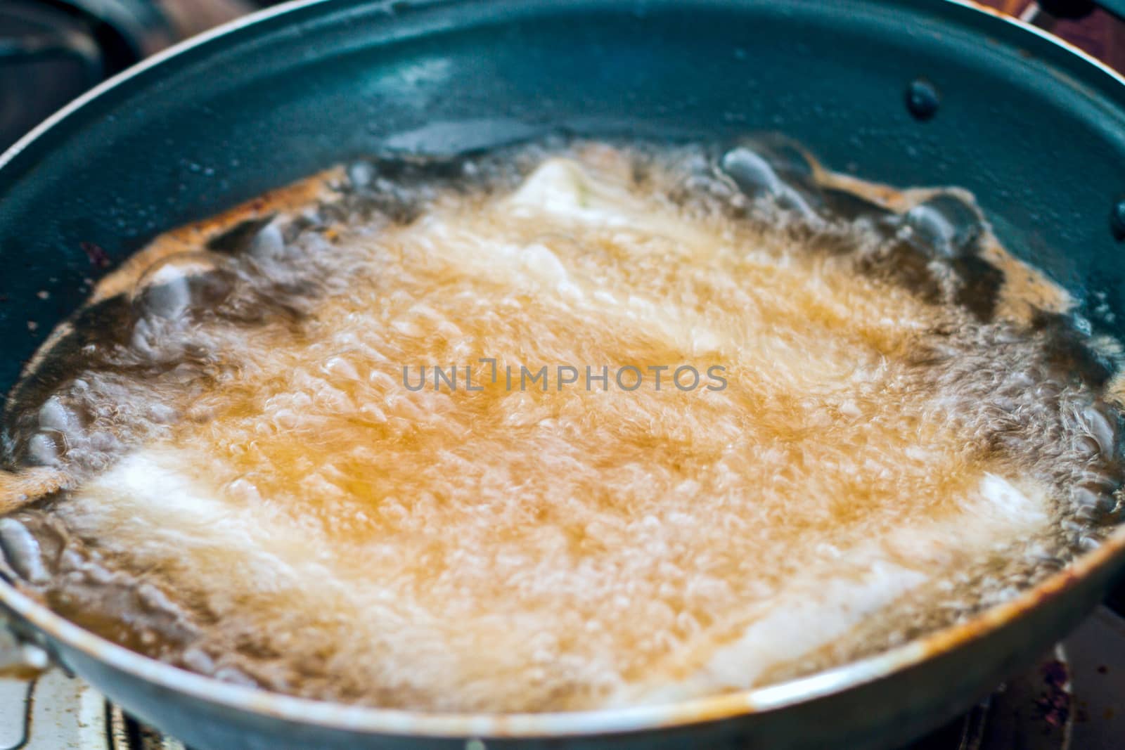 boiling oils from frying sausages.