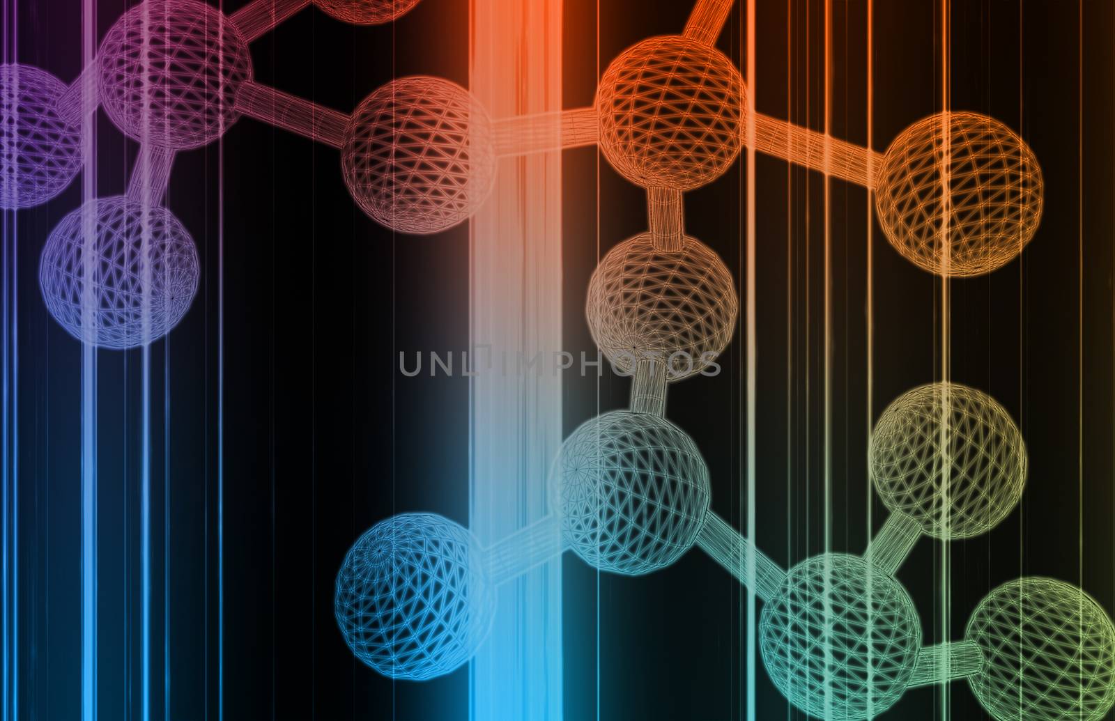 Molecule DNA Cell in Wireframe Mesh Art