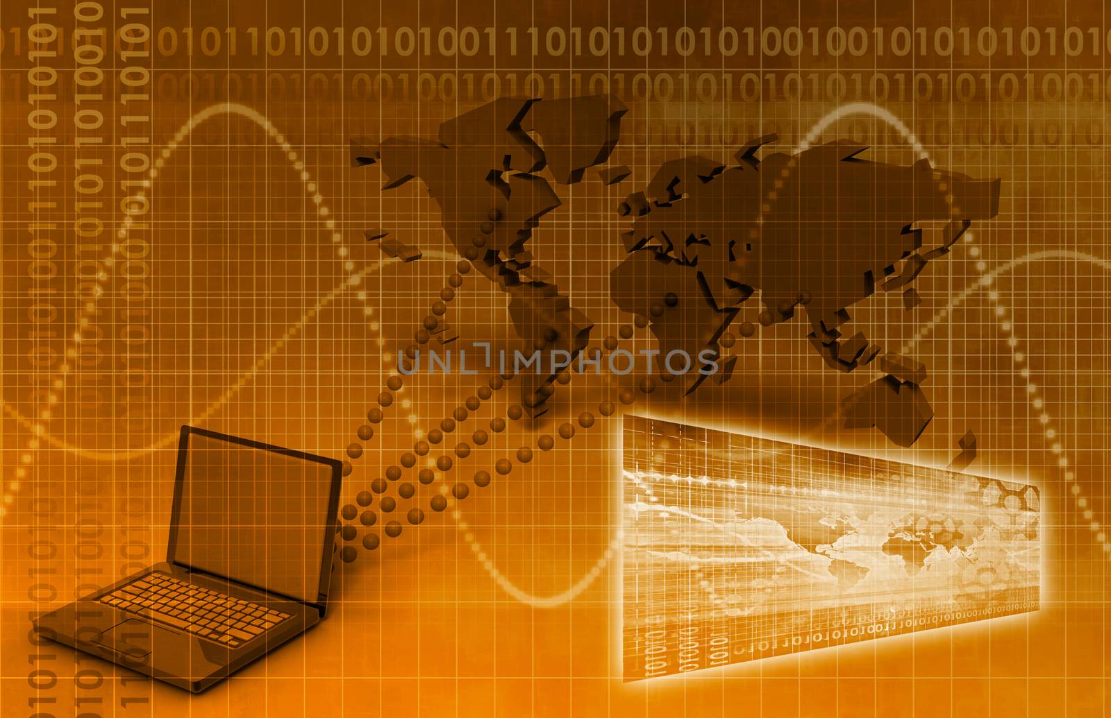 Computer Technology Concept with Global Reach art