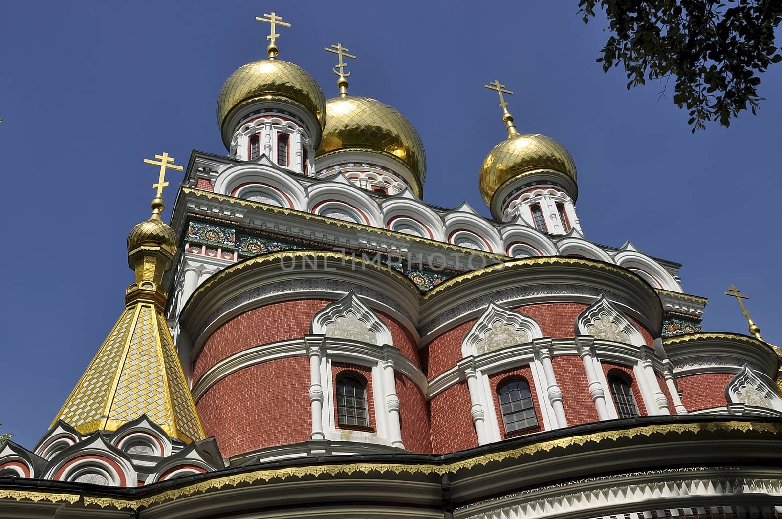 The spiers and the domes of the church in Shipka is covered with gold 