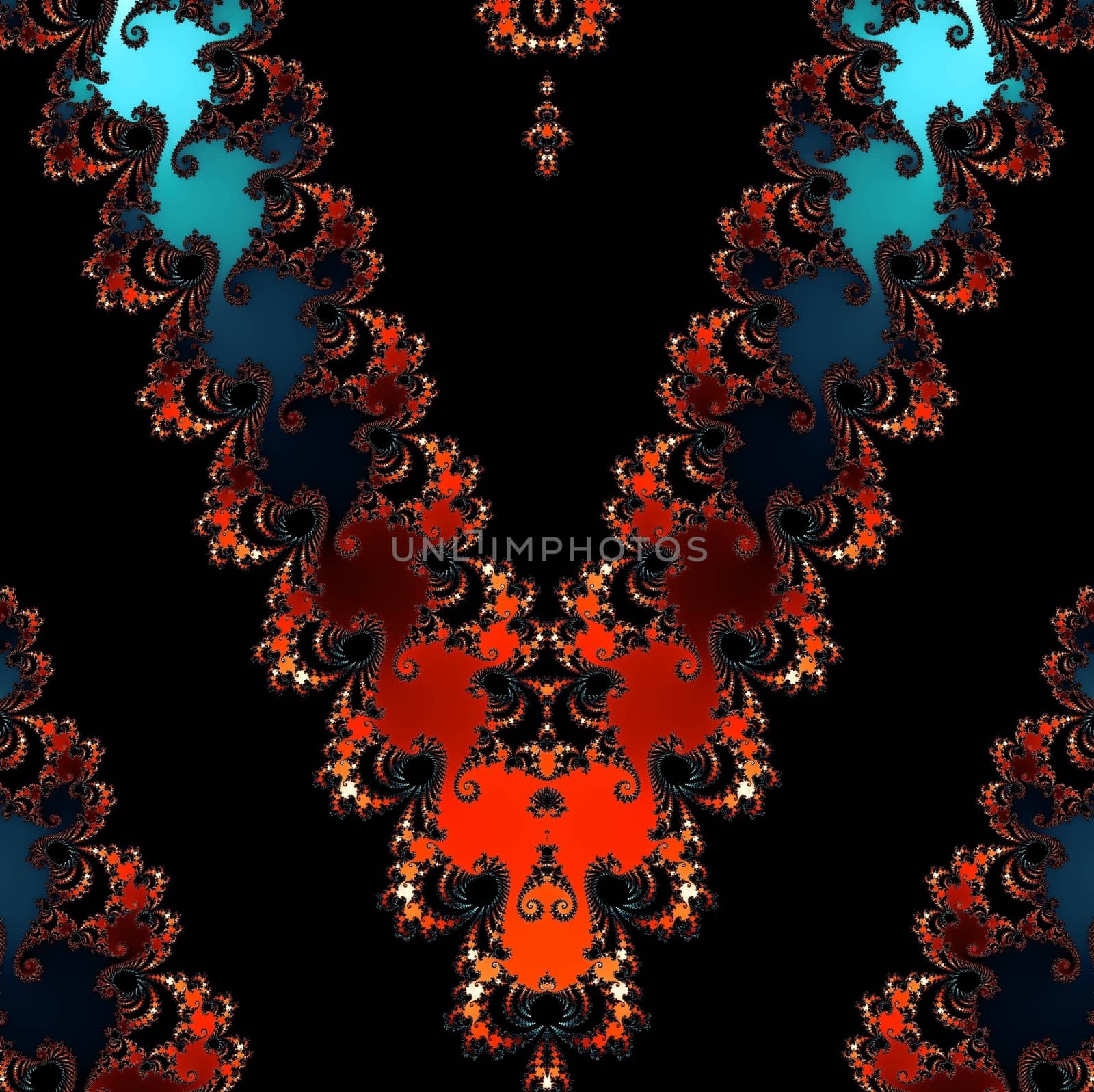 Digital computer graphic - patterned fractal background in a dark colors for design