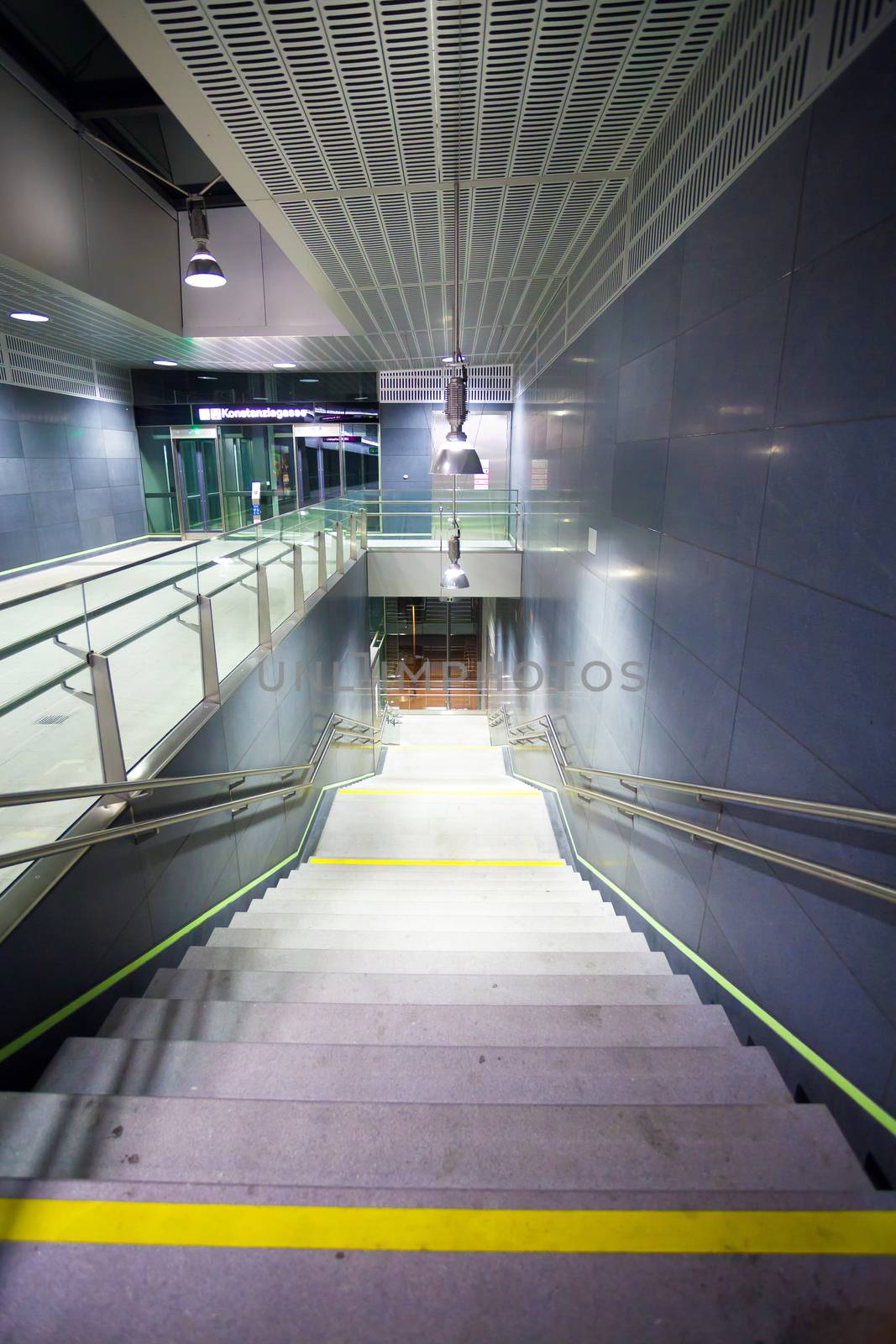 Staircase inside a public metro station, Vienna