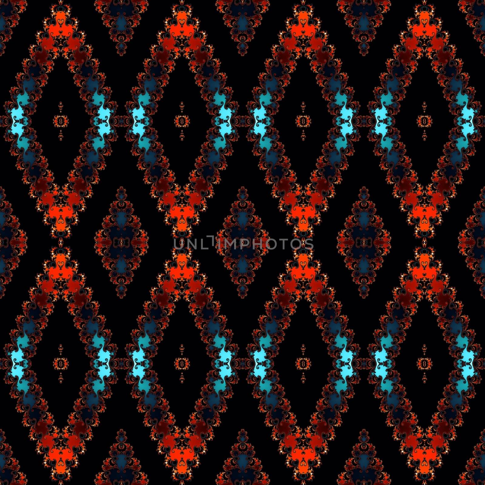 Digital computer graphic - seamless decorative ornament in a dark colors for design.
