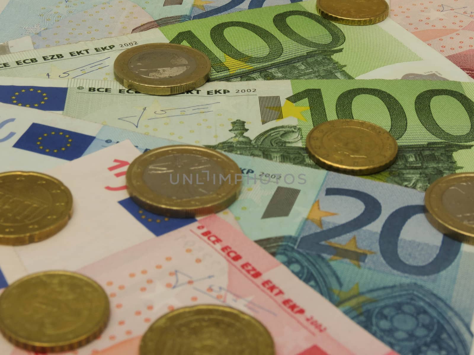 Euro banknotes and coins by paolo77
