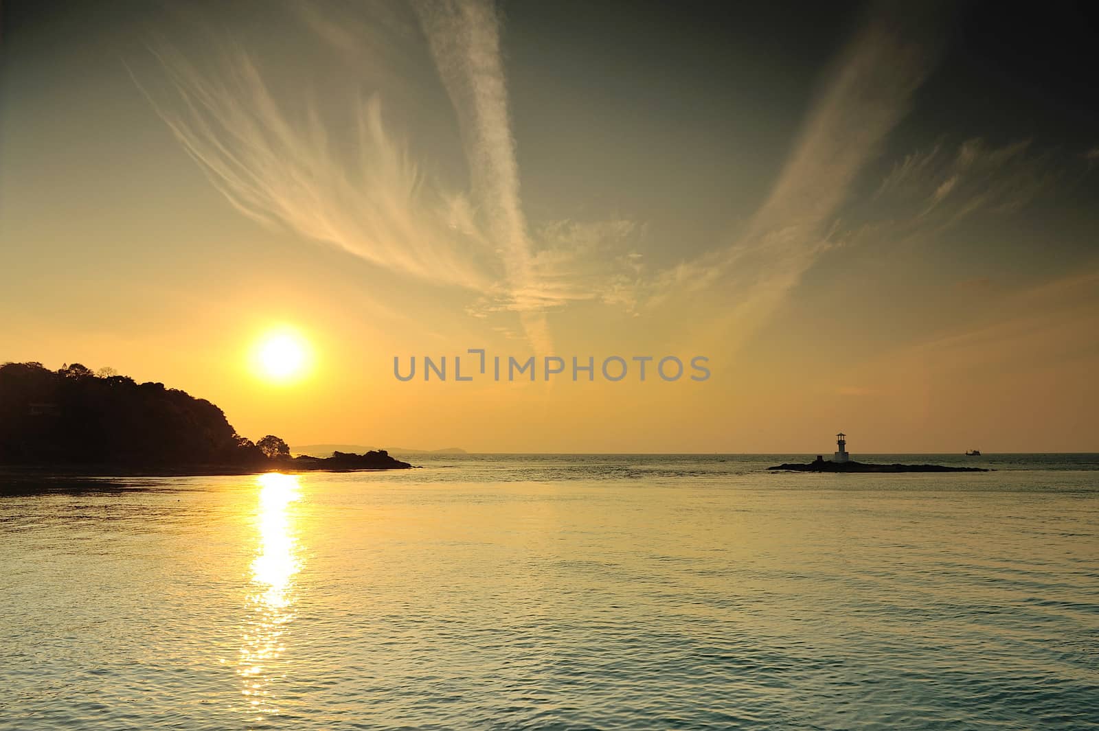 Beautiful sunrise in Phuket island Thailand by think4photop