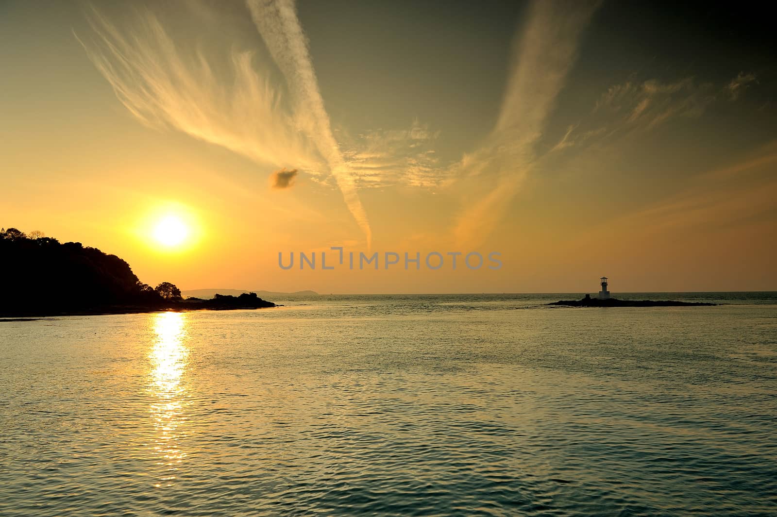 Beautiful sunrise in Phuket island Thailand by think4photop