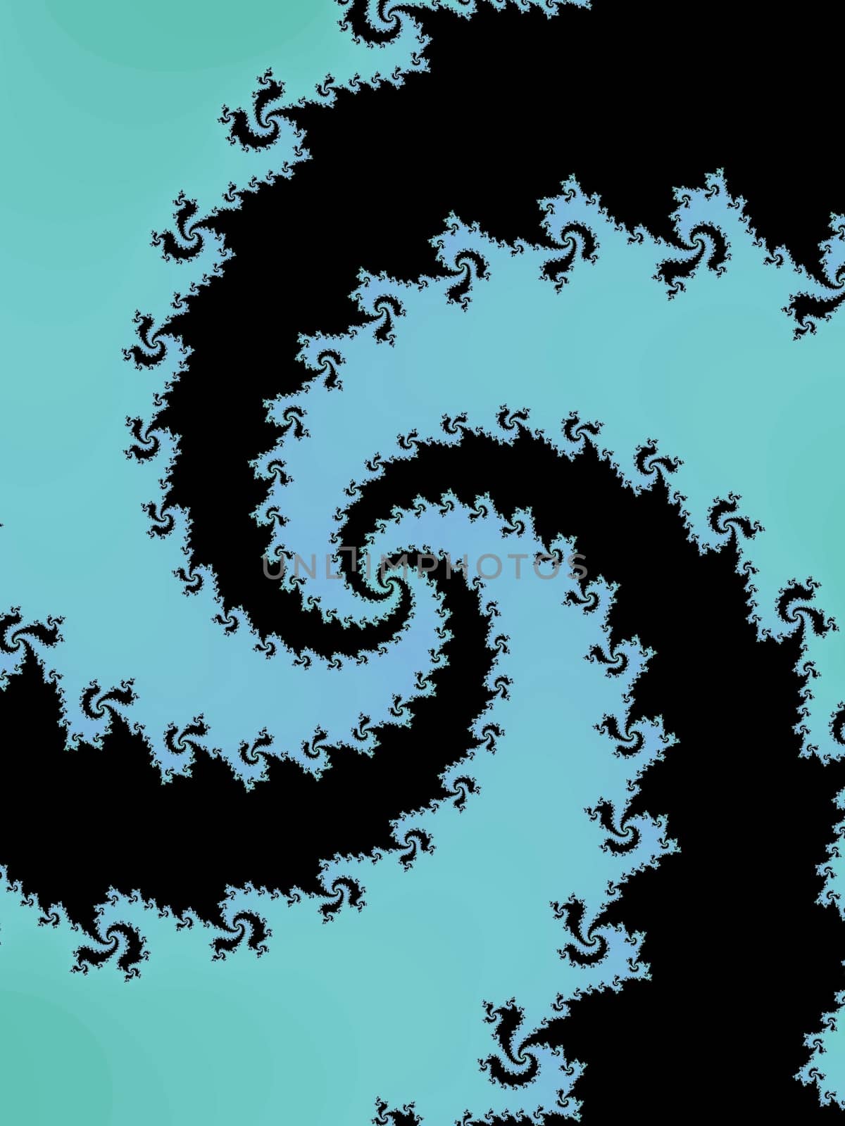 Digital computer graphic - rendering. Patterned fractal background with spiral for design.