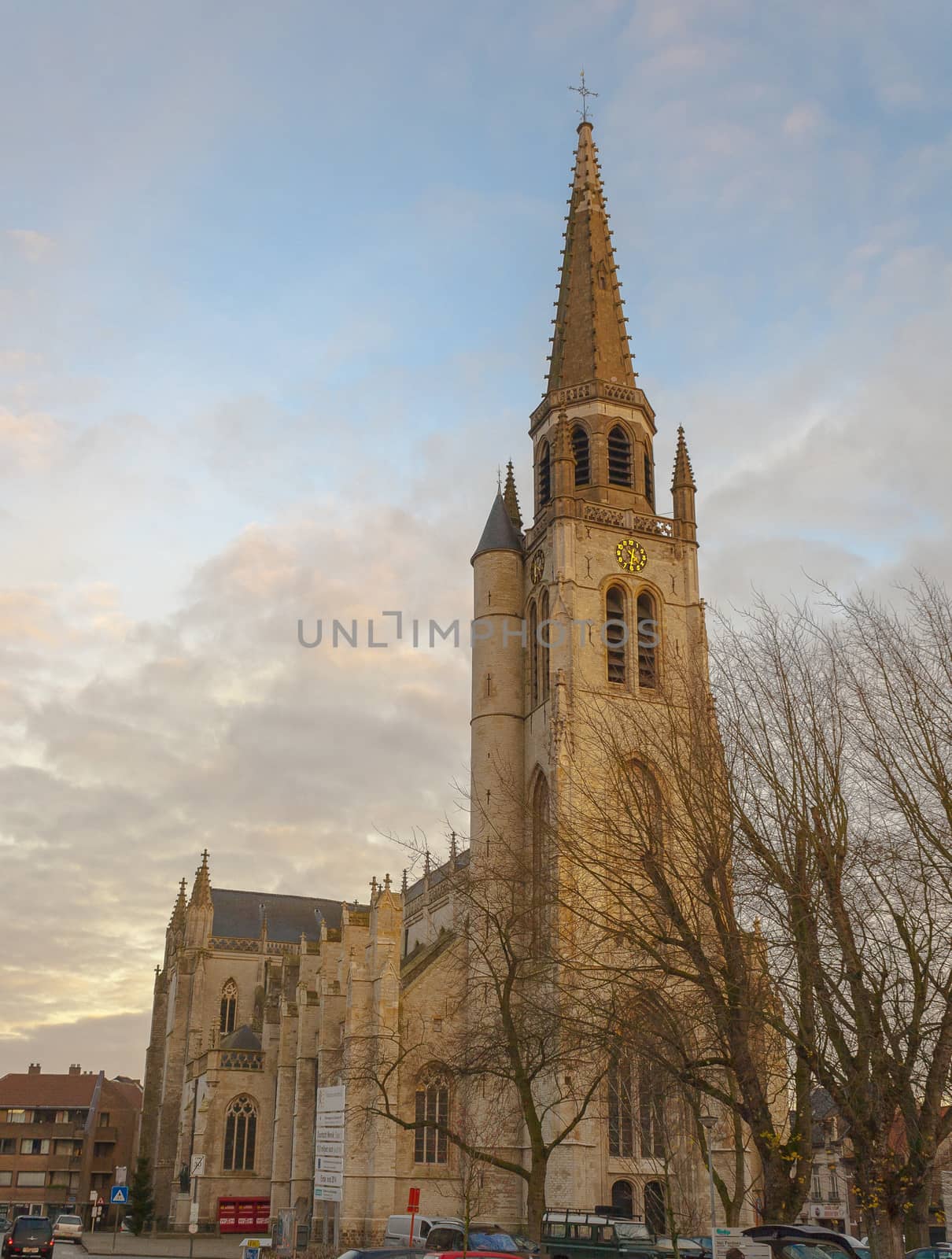 Old restored church in flanders belgium Sint-Medarduskerk Wervik