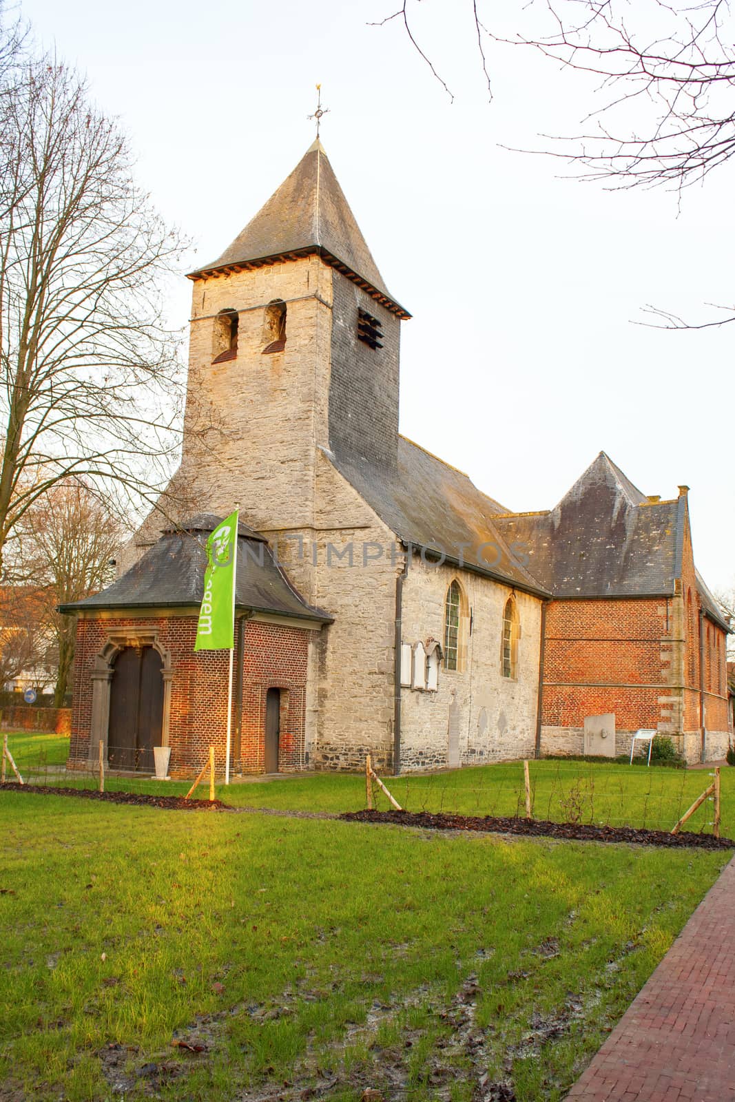 Old church building in flanders fields belgium