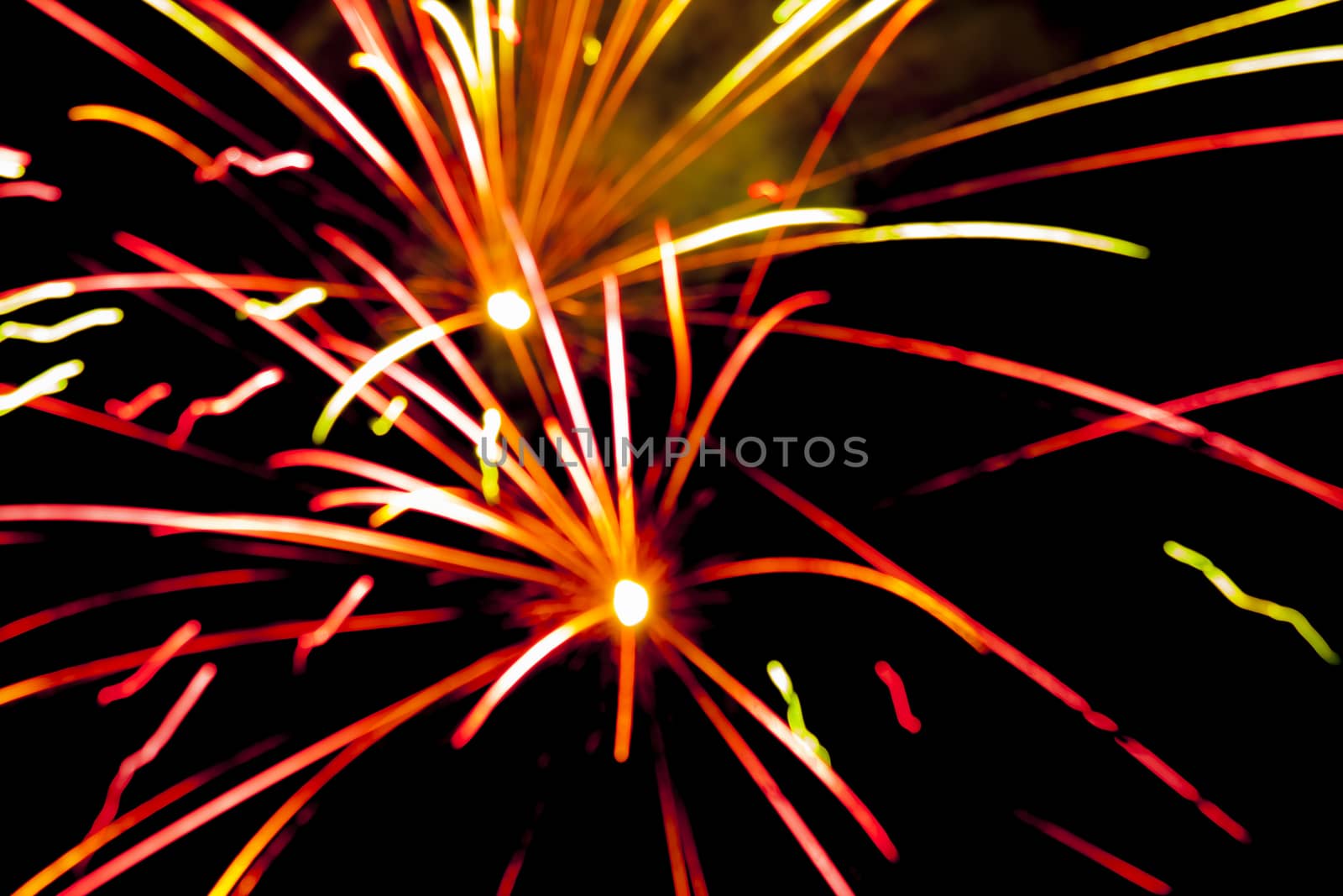 Firework in detail at night celebration background