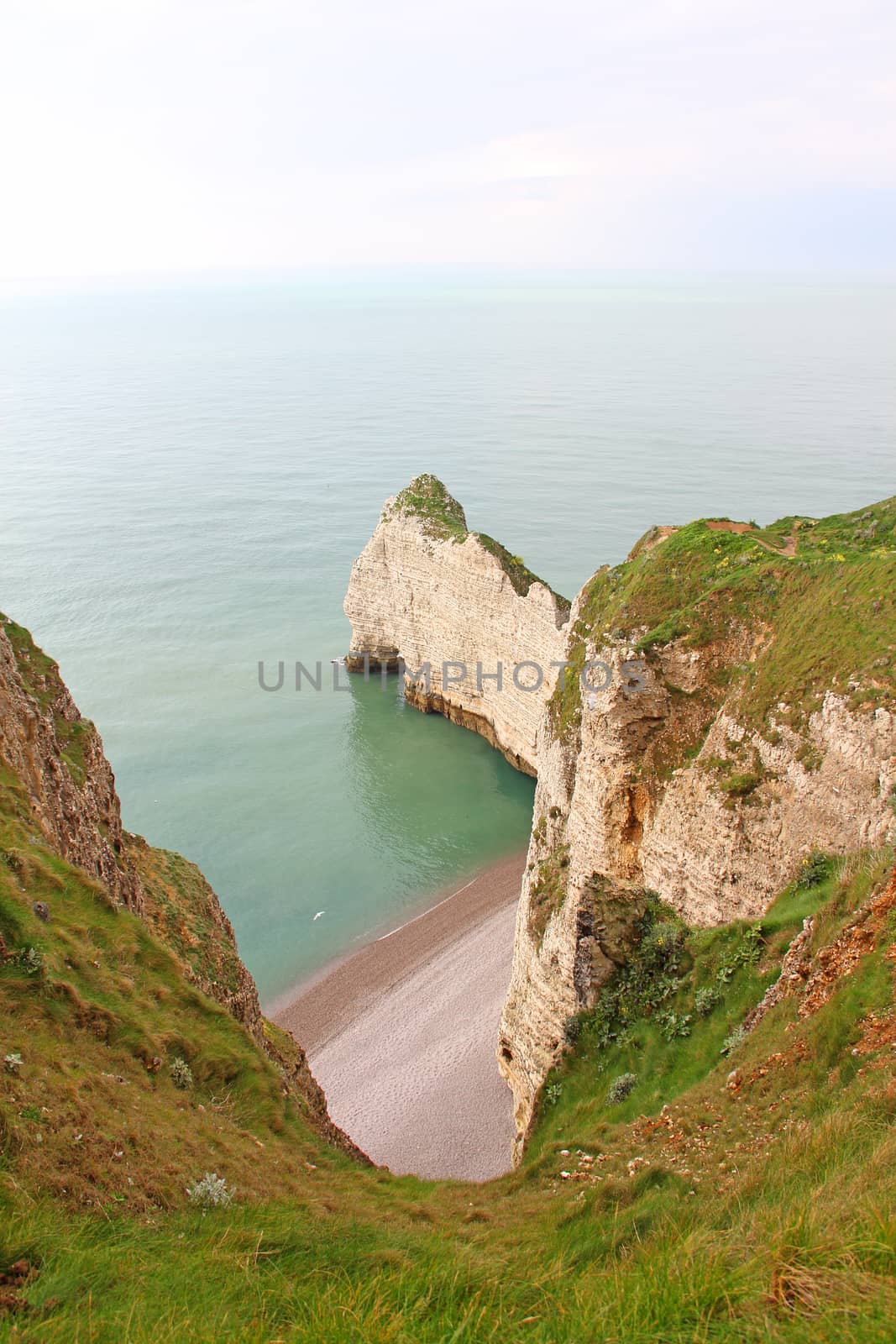 View on sea and cliffs in Etretat, Normandy, France