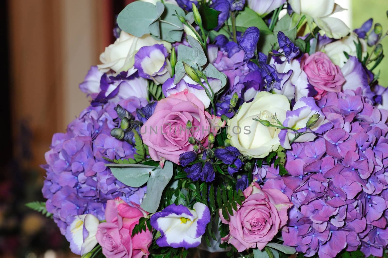 Close up of brides vibrant and colourful bouquet.