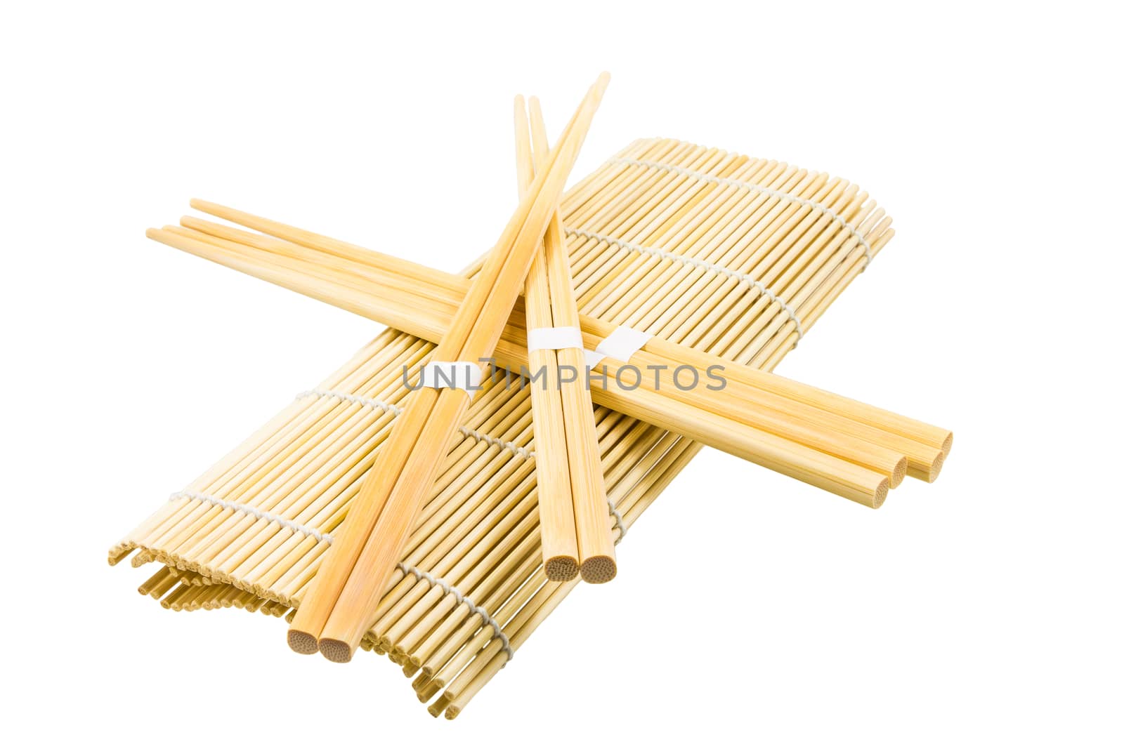 Wooden chopsticks lying on the rug for Sushi by huntz