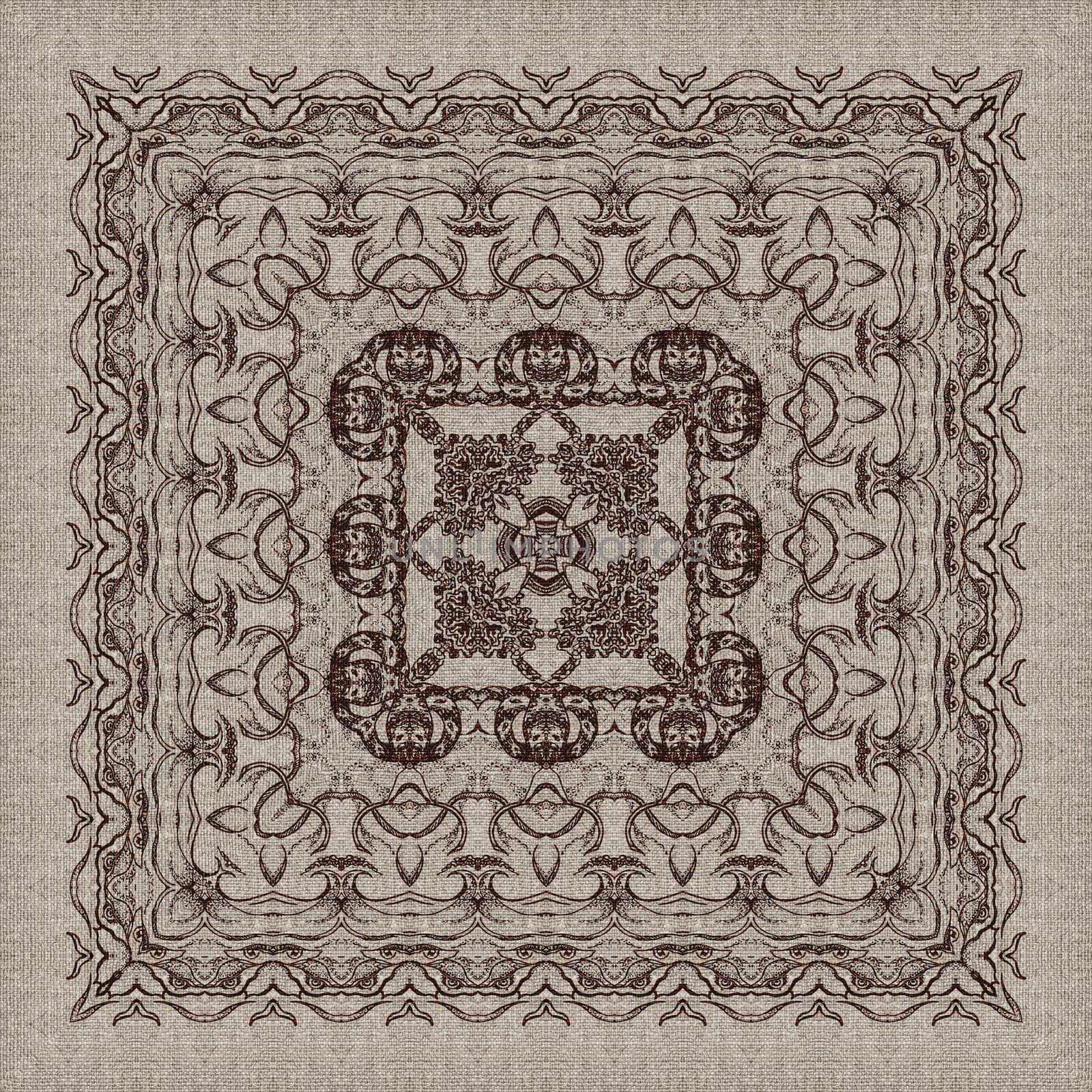 Seamless artistic background, abstract graphic pattern on vintage linen canvas