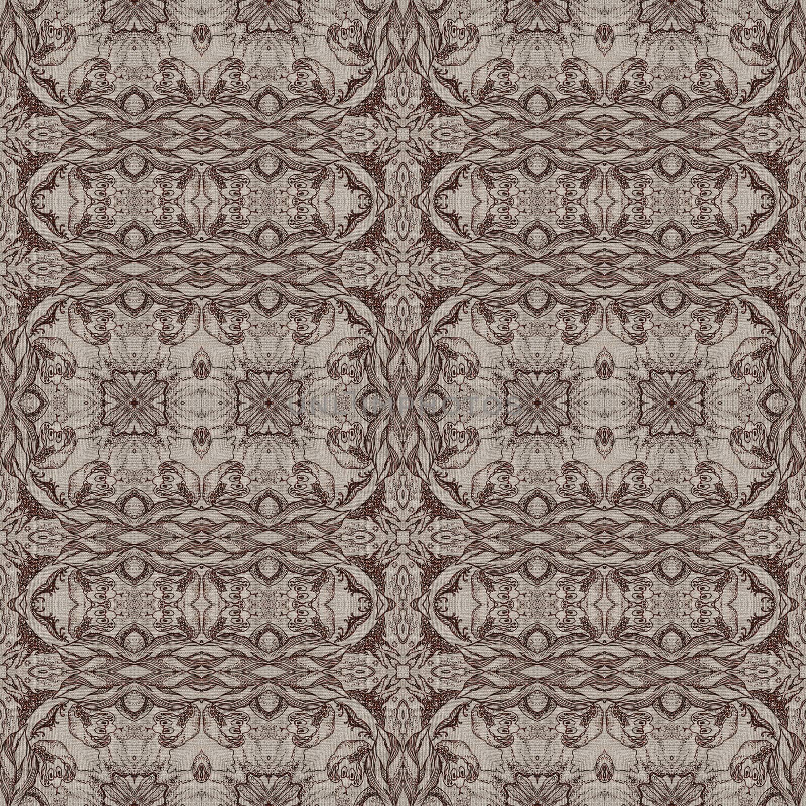 Seamless artistic background, abstract graphic pattern on vintage linen canvas