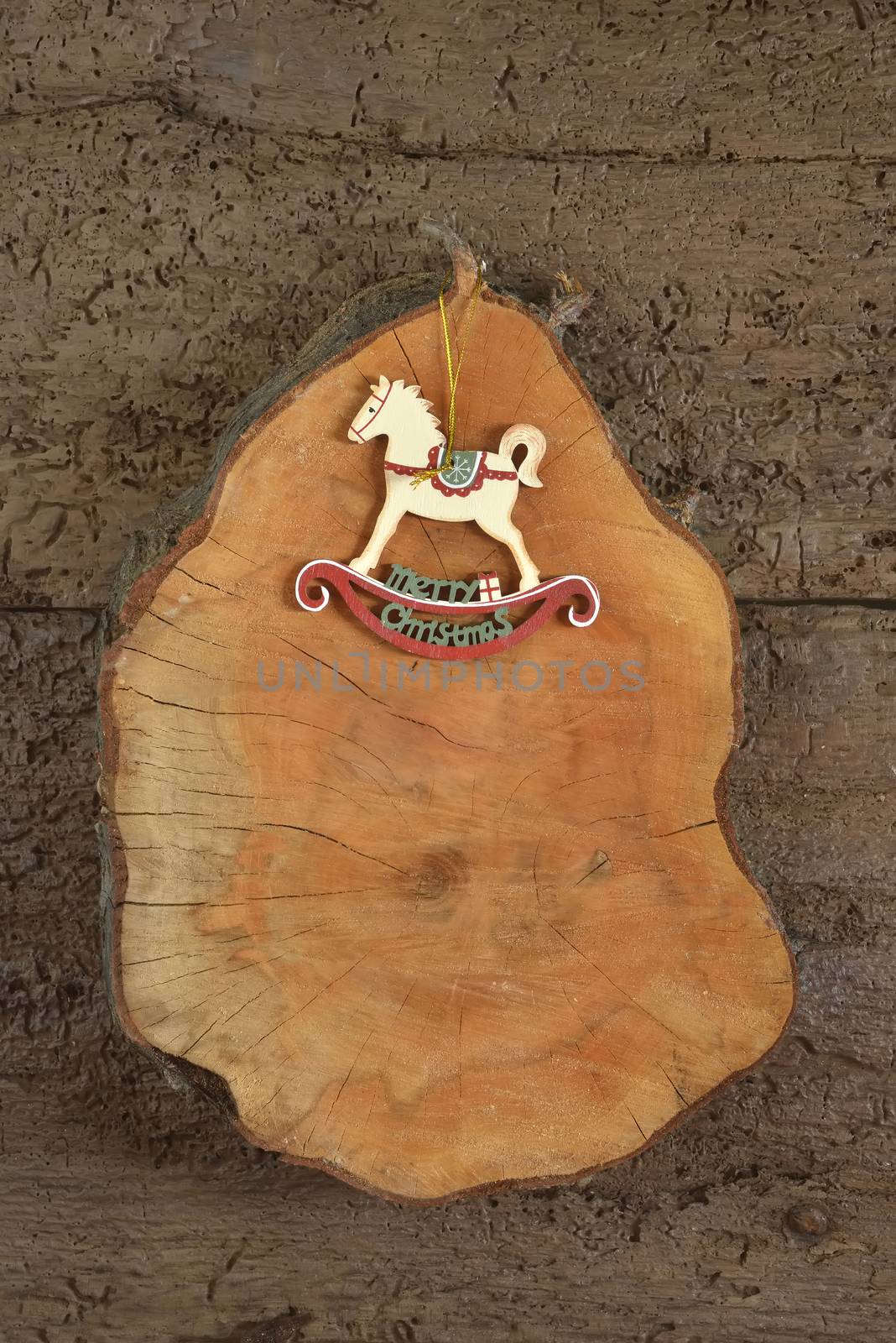 Rocking horse rustic Christmas background by Carche