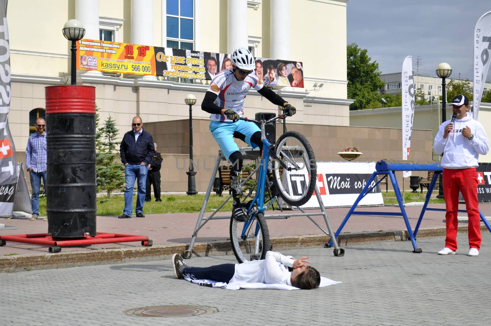 Mikhail Sukhanov performance, champions of Russia on a cycle trial. City Day of Tyumen on July 26, 2014