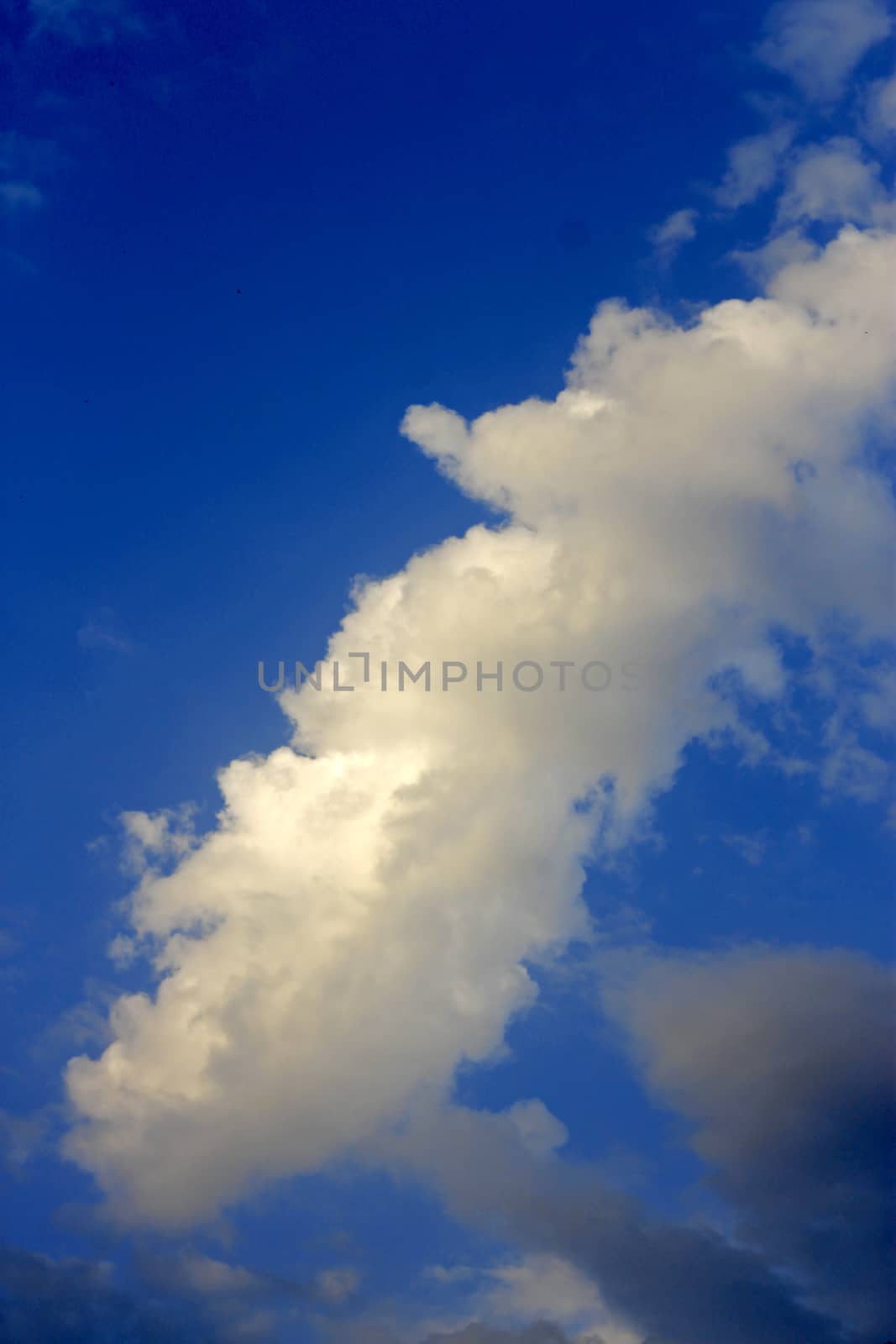 Blue sky and white clouds and the sun