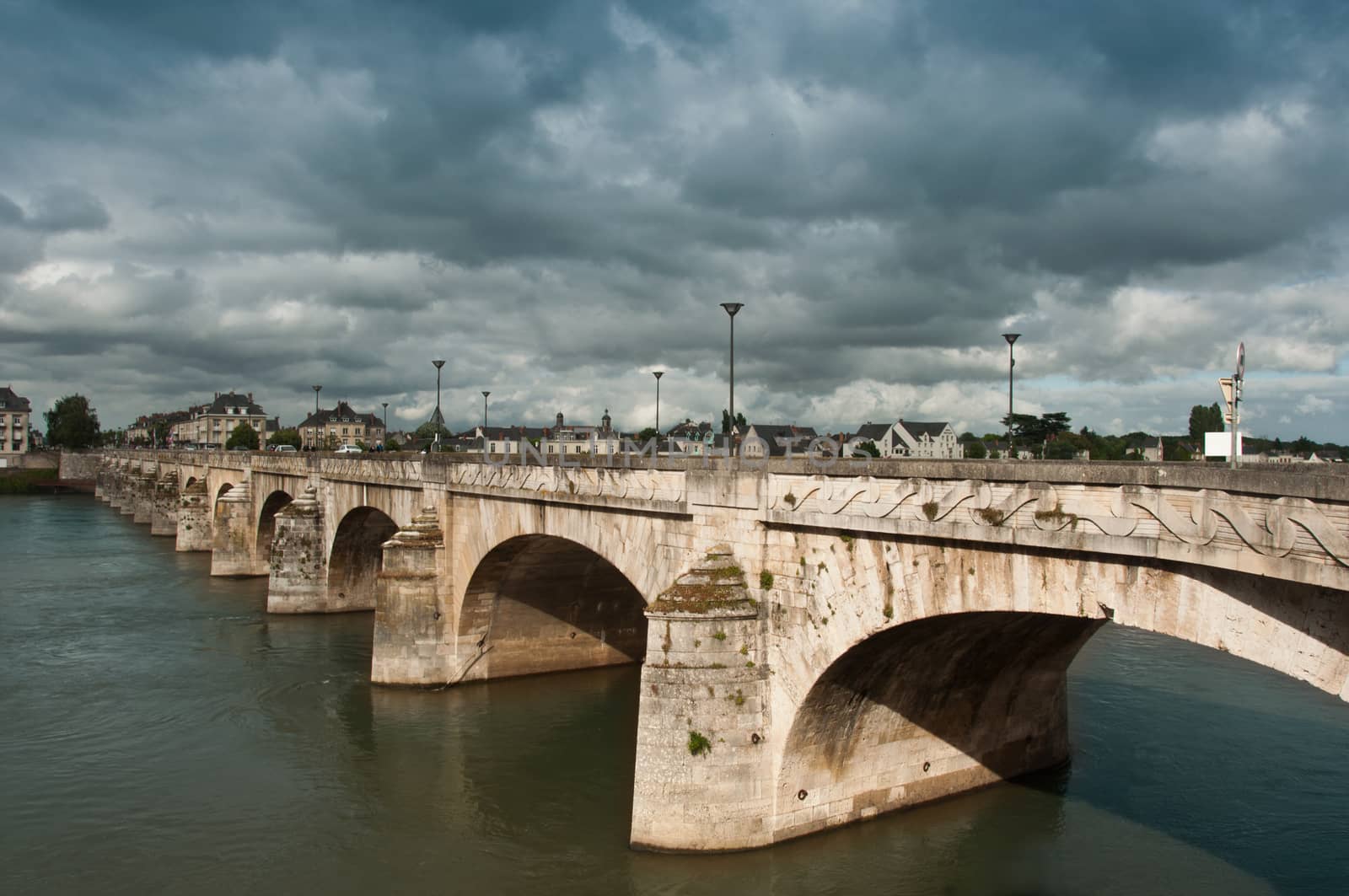 Saumur stone bridge panoramic