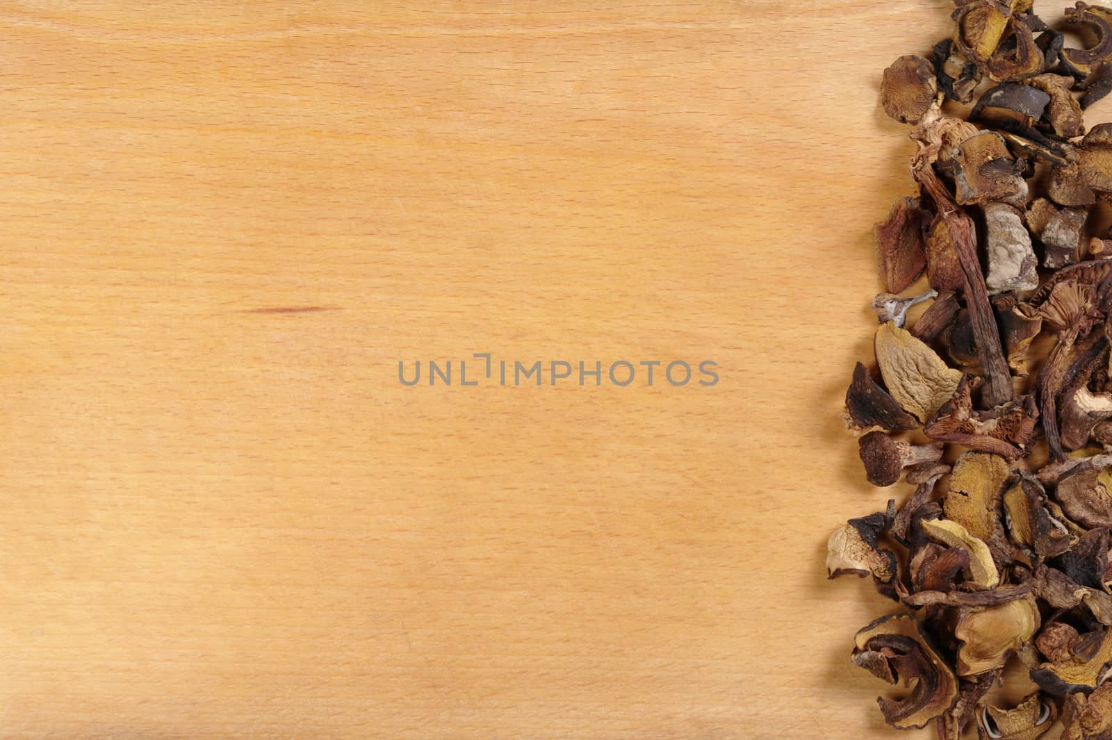 dried mushrooms on the board