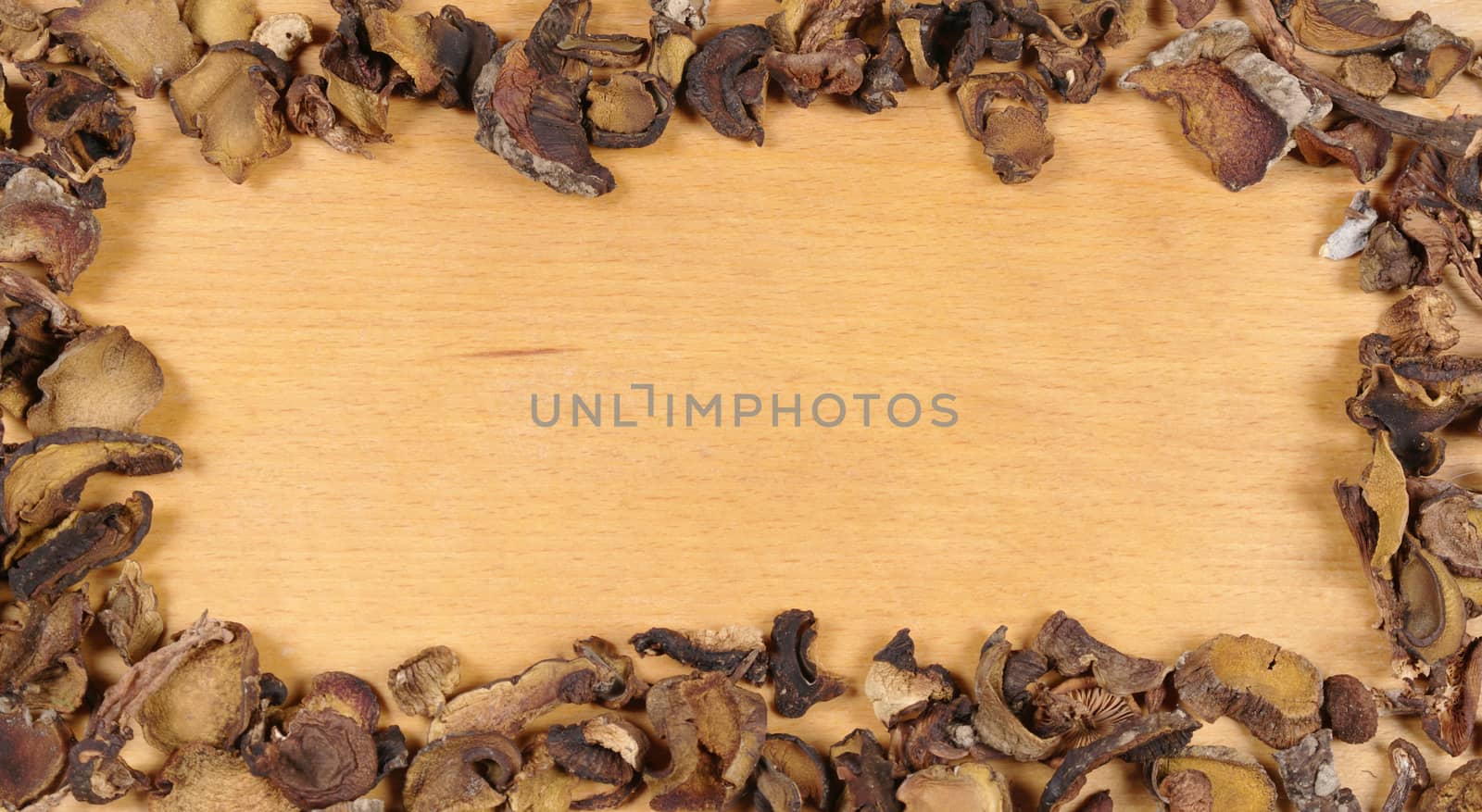 dried mushrooms on the board