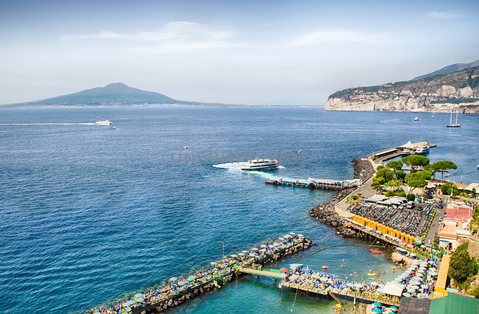 View of the Vesuvius and Sorrento Harbour, Italy